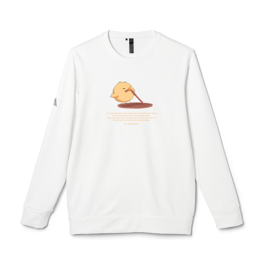 Adidas Crewneck Sweatshirt with Funny Graphic - "Early Bird Parody" Cute Chick Design - 8color Cotton Fleece Pullover - Unisex Streetwear