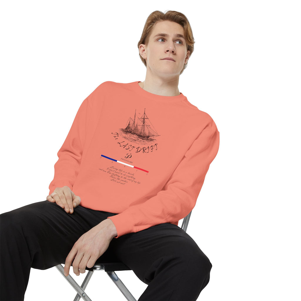 Unisex White Vintage Ship Graphic Cotton Blend Sweatshirt
