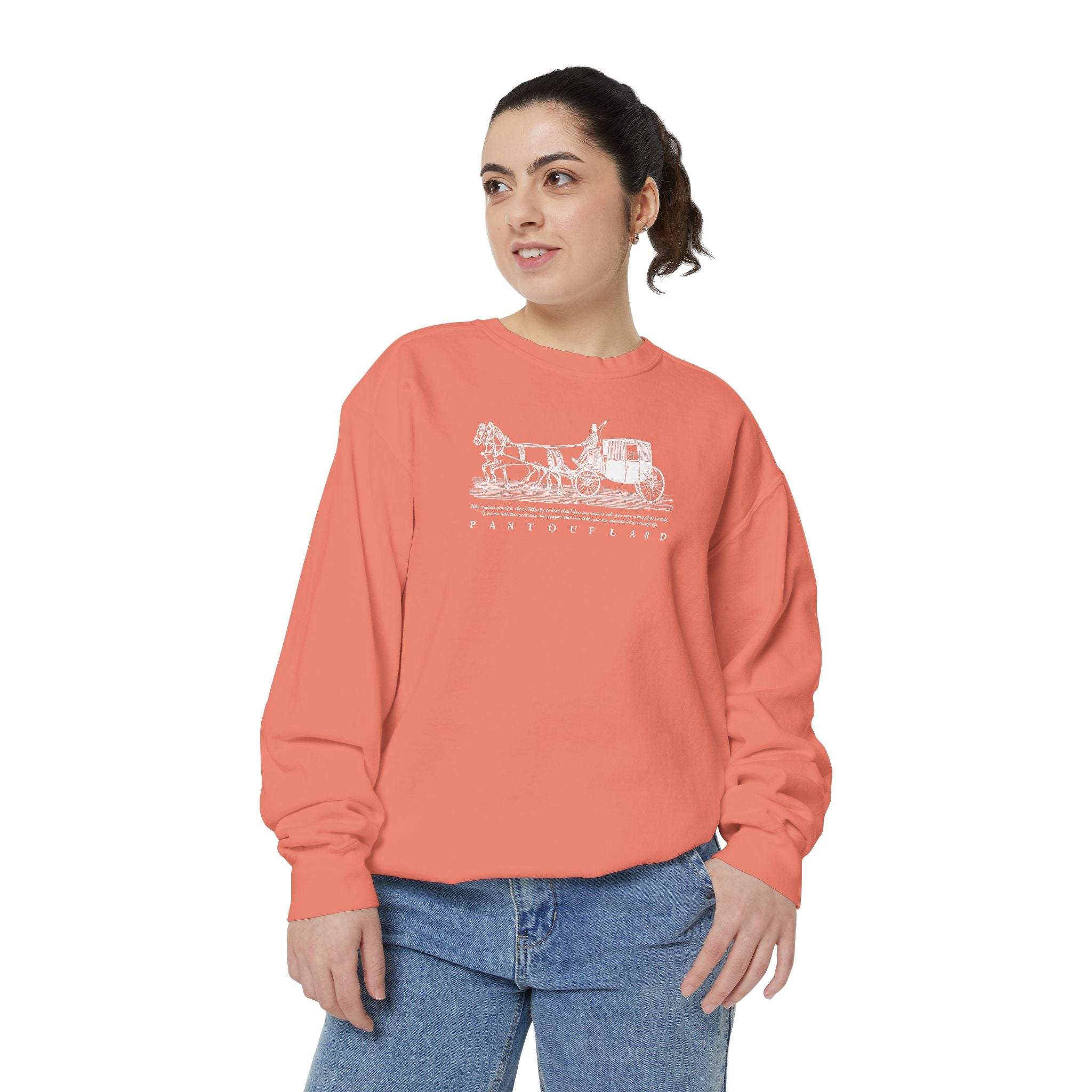 Unisex Navy Vintage Carriage Graphic Cotton Blend Sweatshirt