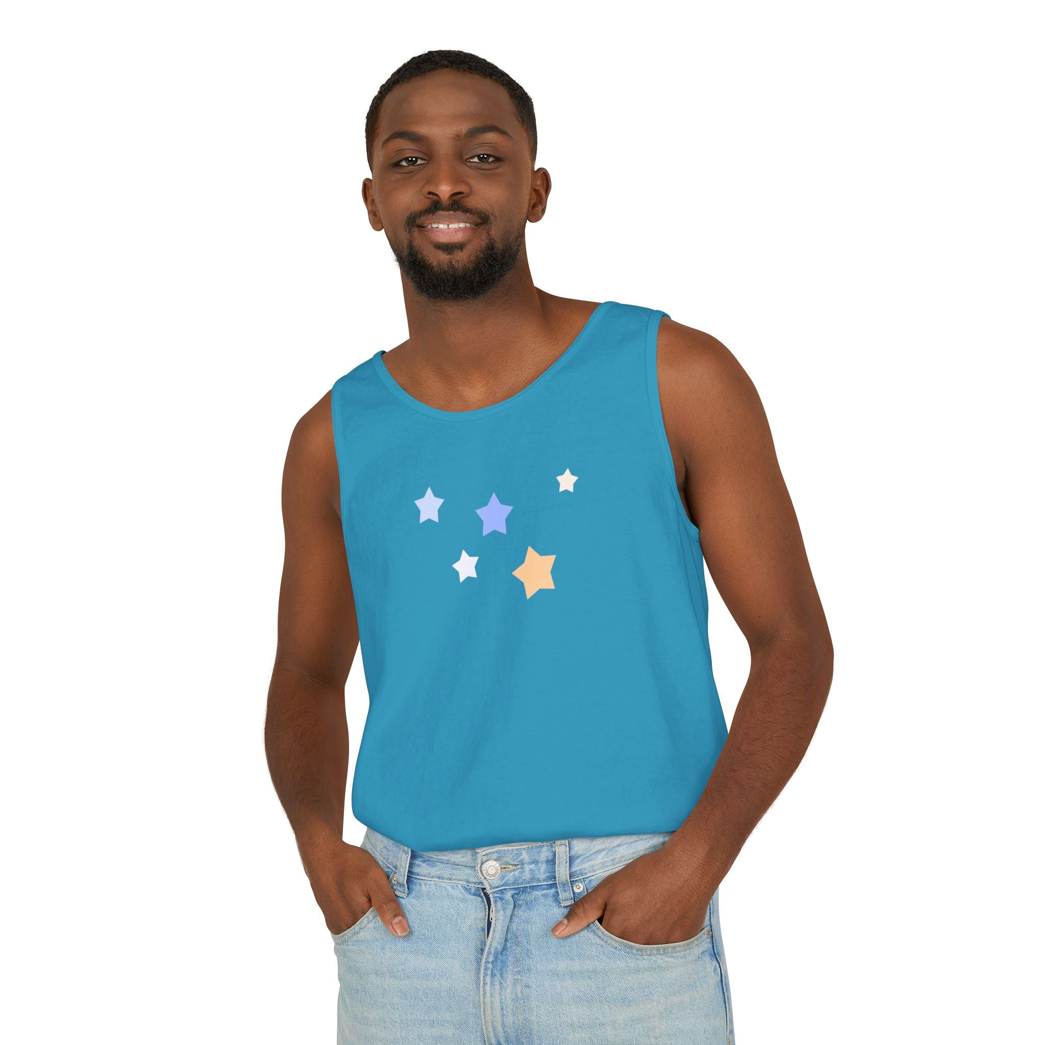 Men's & Women's Cassiopeia Constellation Graphic Garment-Dyed Tank Top - W-Shape Sleeveless Shirt
