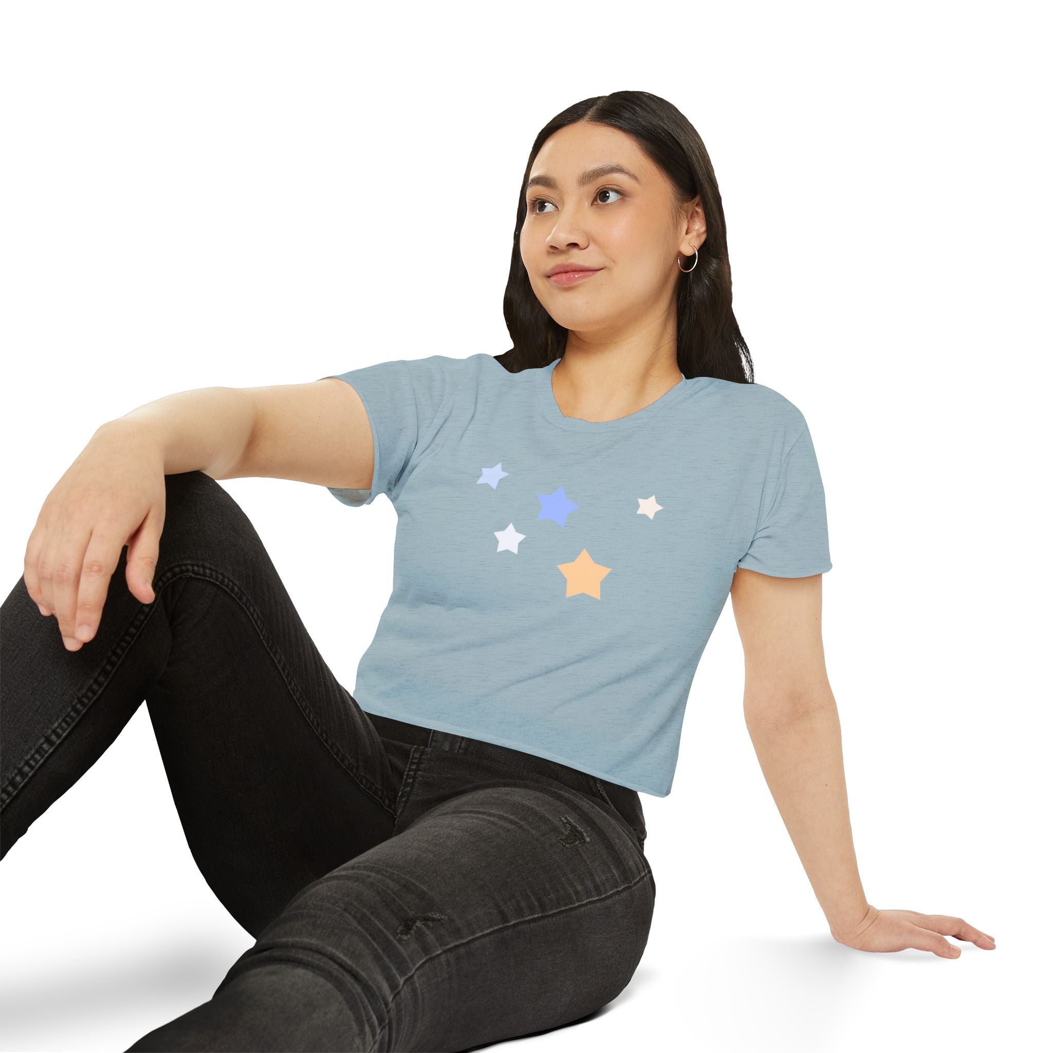 Women's Cassiopeia Constellation Graphic Crop Top - W-Shape Lightweight Festival Shirt