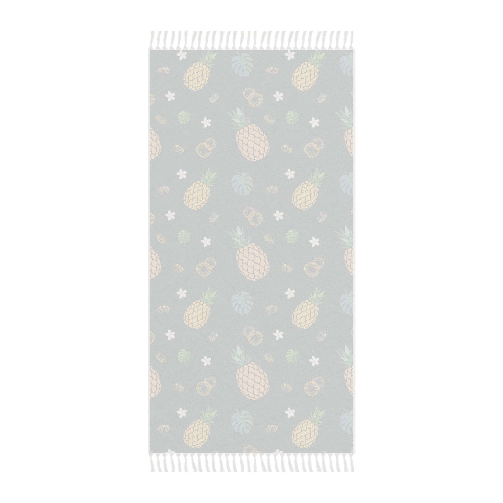 Navy Blue Pineapple Tropical Pattern 100% Polyester Boho Beach Cloth