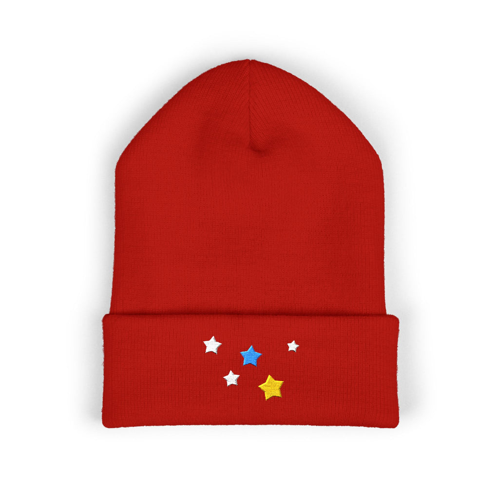 Unisex Cassiopeia Star Embroidered Acrylic Cuffed Beanie