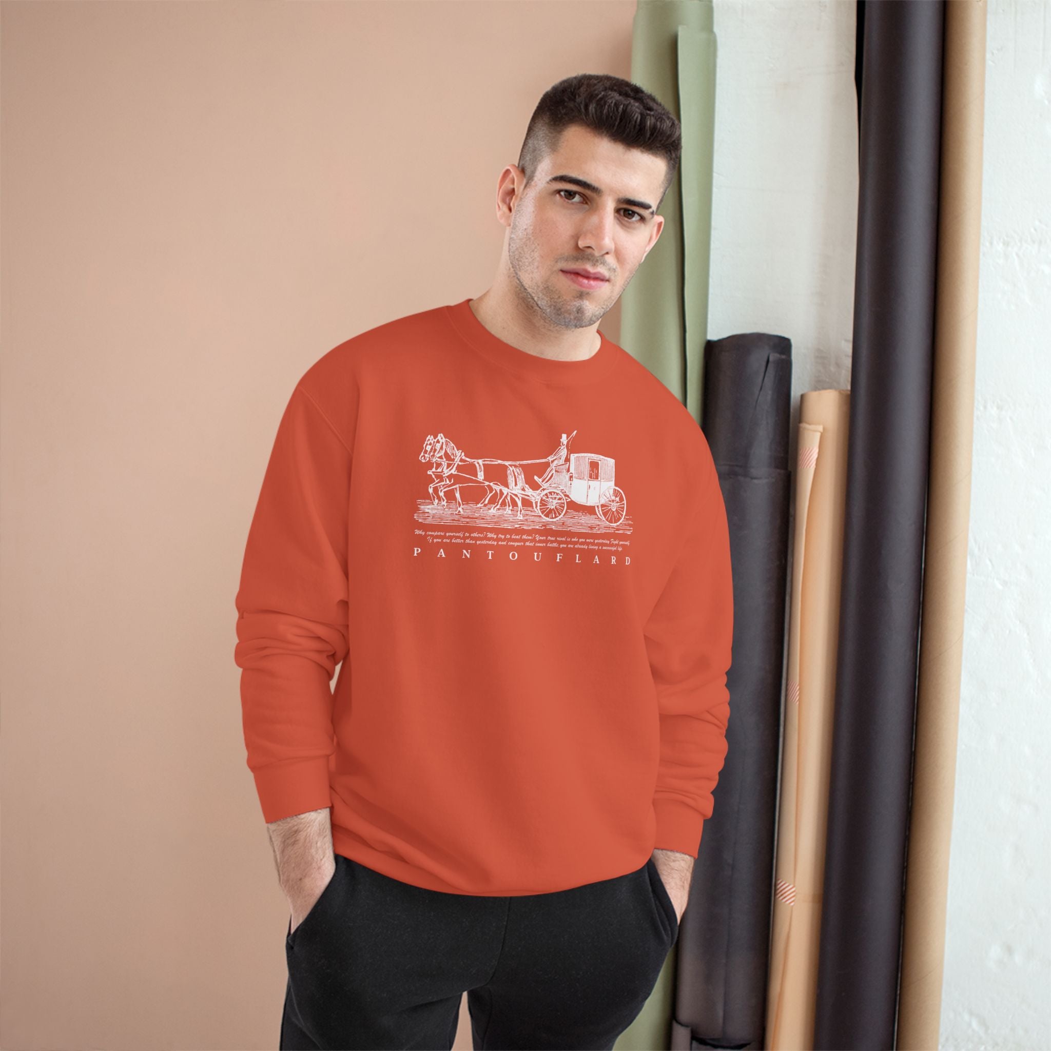 Old Money Equestrian Champion Crewneck - Royal White Carriage (Authentic Varsity Streetwear)