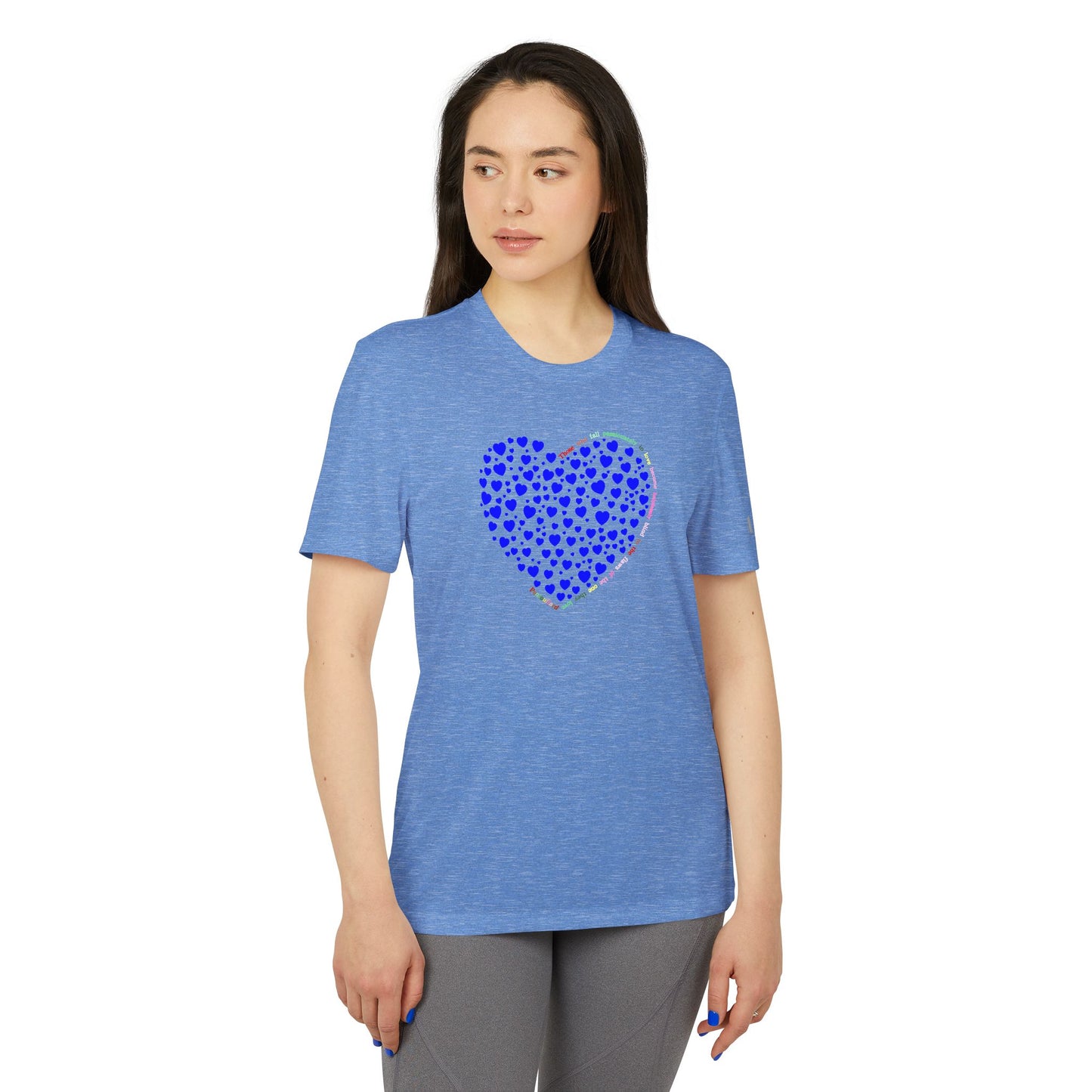 Adidas Unisex Sport T-Shirt with Blue Heart Design