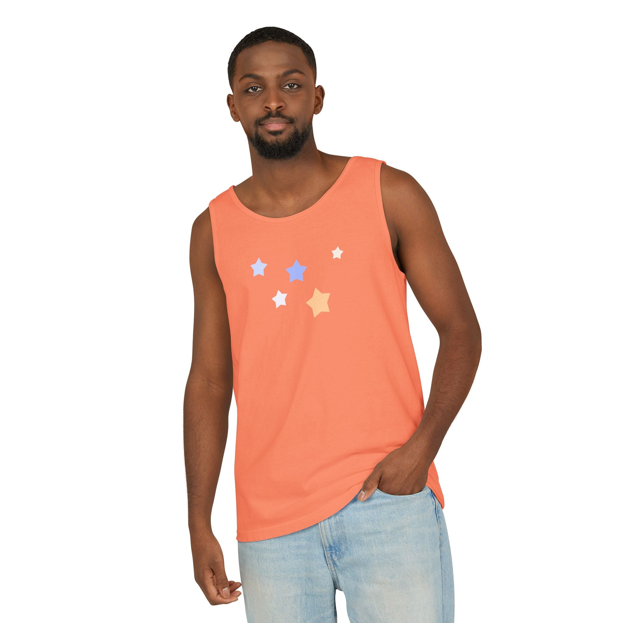 Men's & Women's Cassiopeia Constellation Graphic Garment-Dyed Tank Top - W-Shape Sleeveless Shirt