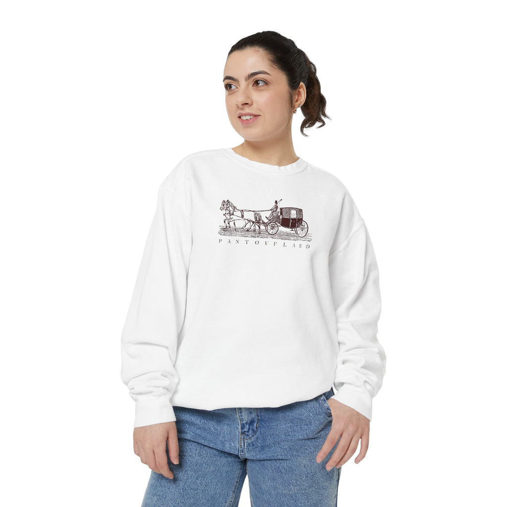 Unisex White Pantouflard Carriage Cotton Blend Sweatshirt