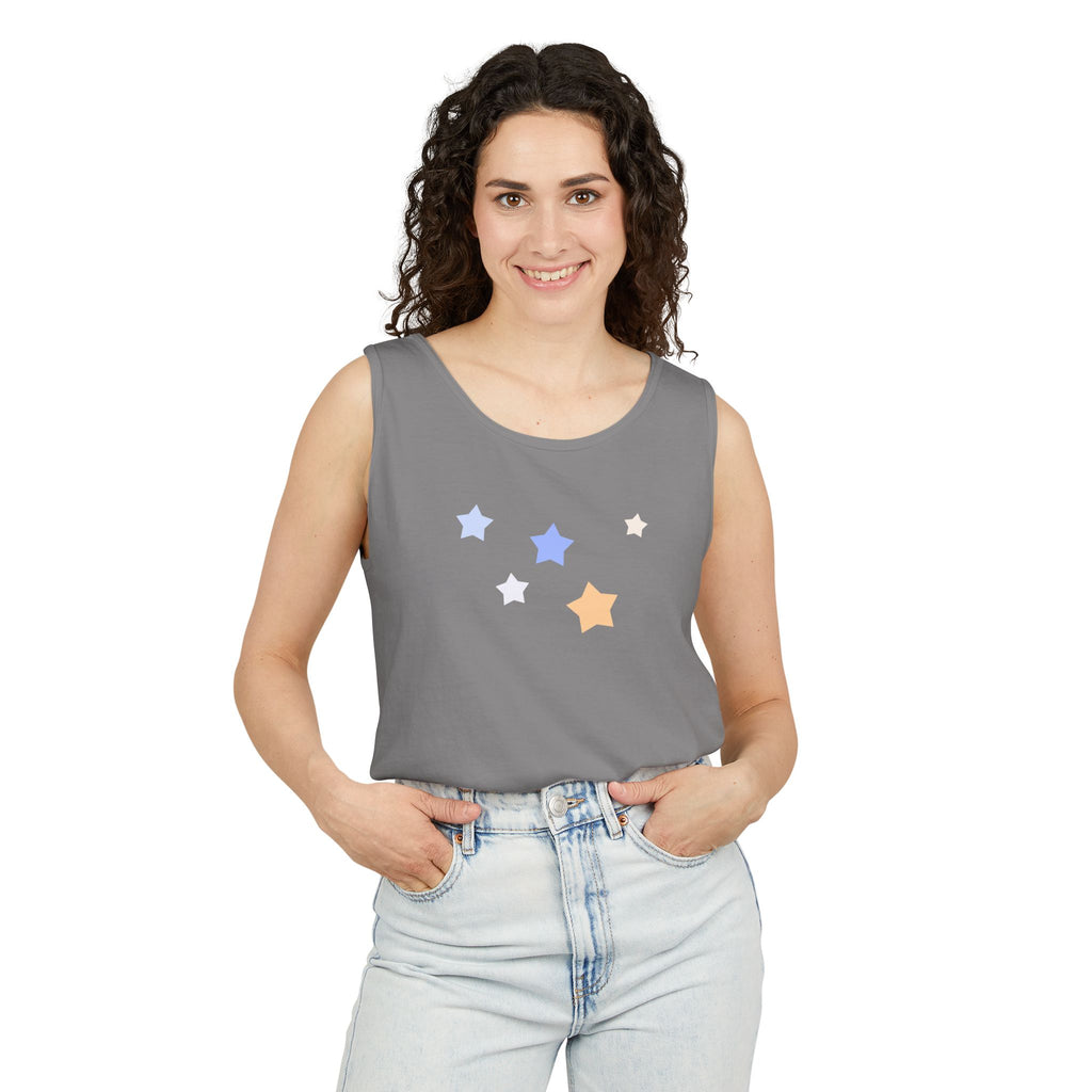 Men's & Women's Cassiopeia Constellation Graphic Garment-Dyed Tank Top - W-Shape Sleeveless Shirt