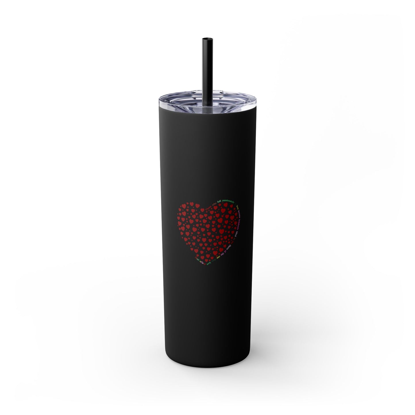 Red Heart Dot Skinny Tumbler | 20oz Reusable Travel Mug, Eco-Friendly Drinkware