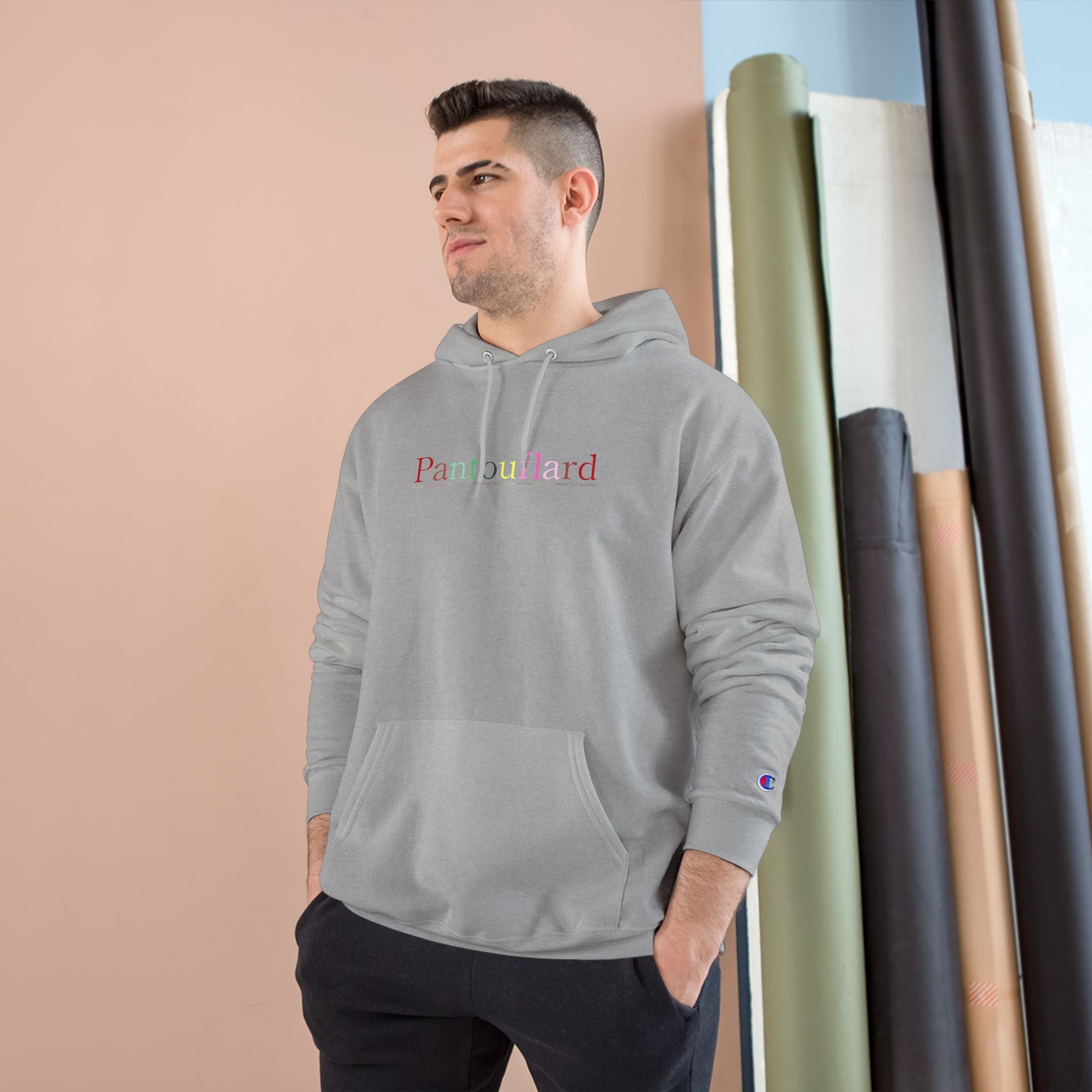 Old Money Aesthetic Champion Hoodie - Pantouflard Pastel Logo (Premium Powerblend Fleece)