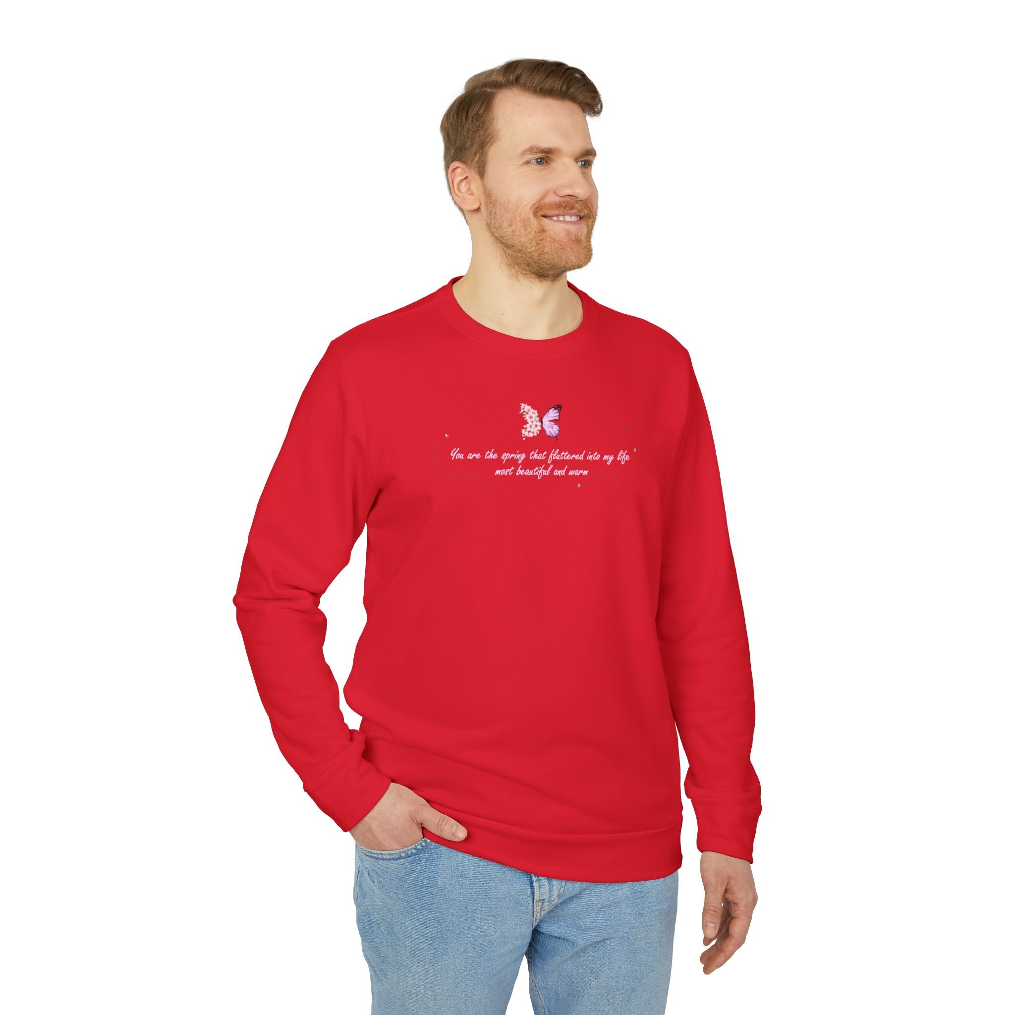 Unisex Navy Blue Floral Butterfly Spring Quote BCI Cotton Adidas Sweatshirt