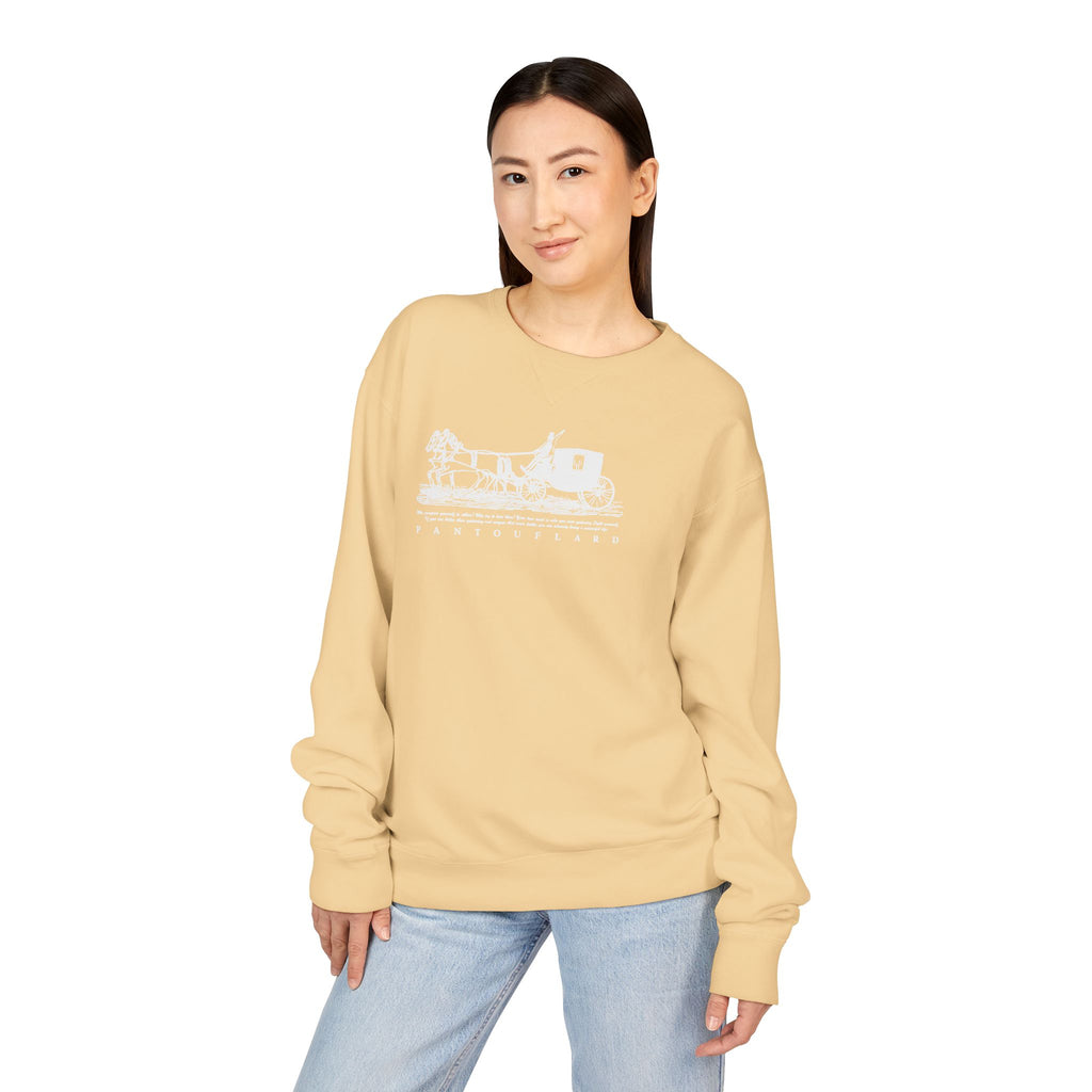 Old Money Equestrian Heritage Crewneck - The Nostalgic Journey II (Dark Academia Garment-Dyed Sweatshirt)