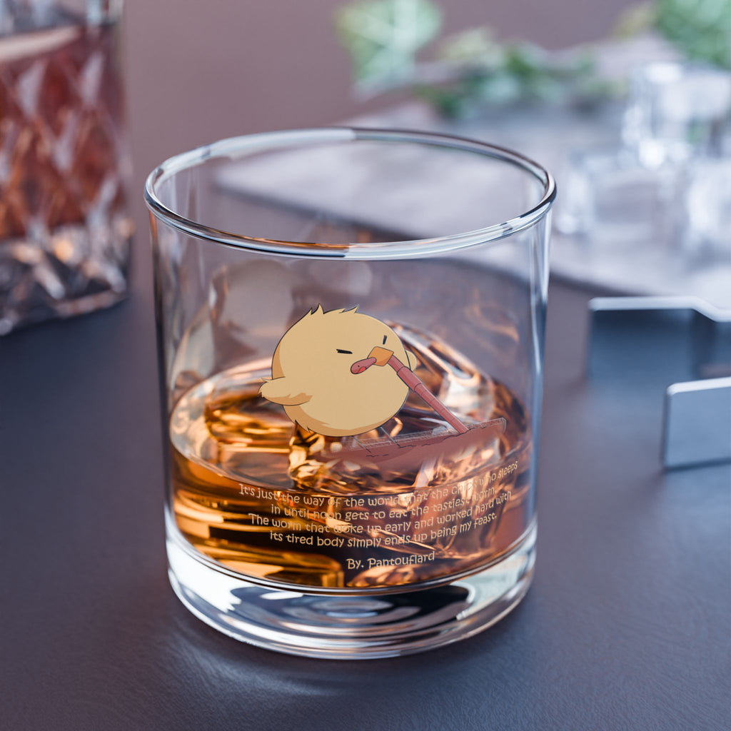 Clear Pantouflard Late Sleeper Chick Funny 10oz Rocks Glass