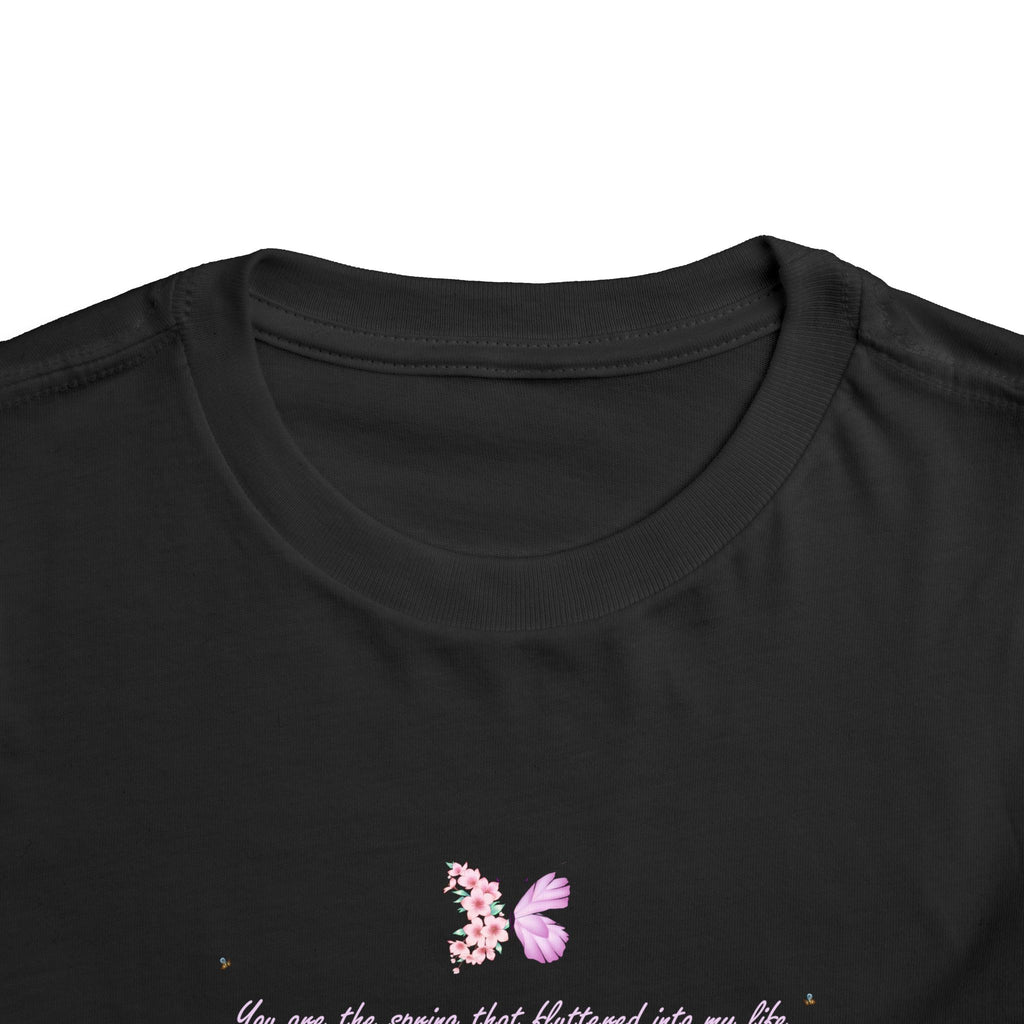 Toddler Yellow Floral Butterfly Spring Quote 100% Cotton Short Sleeve Tee