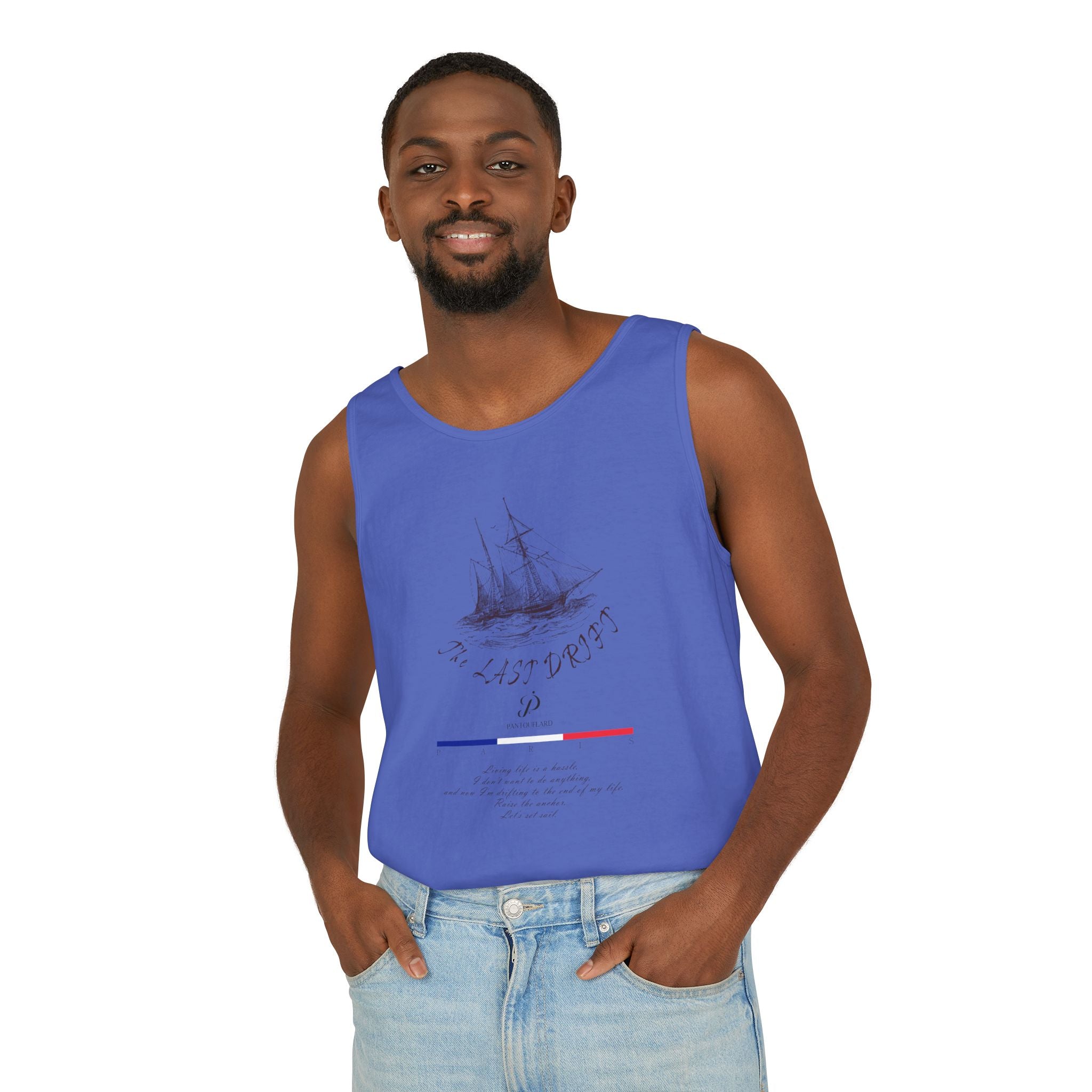 Unisex White Last Drift Cotton Garment-Dyed Tank Top