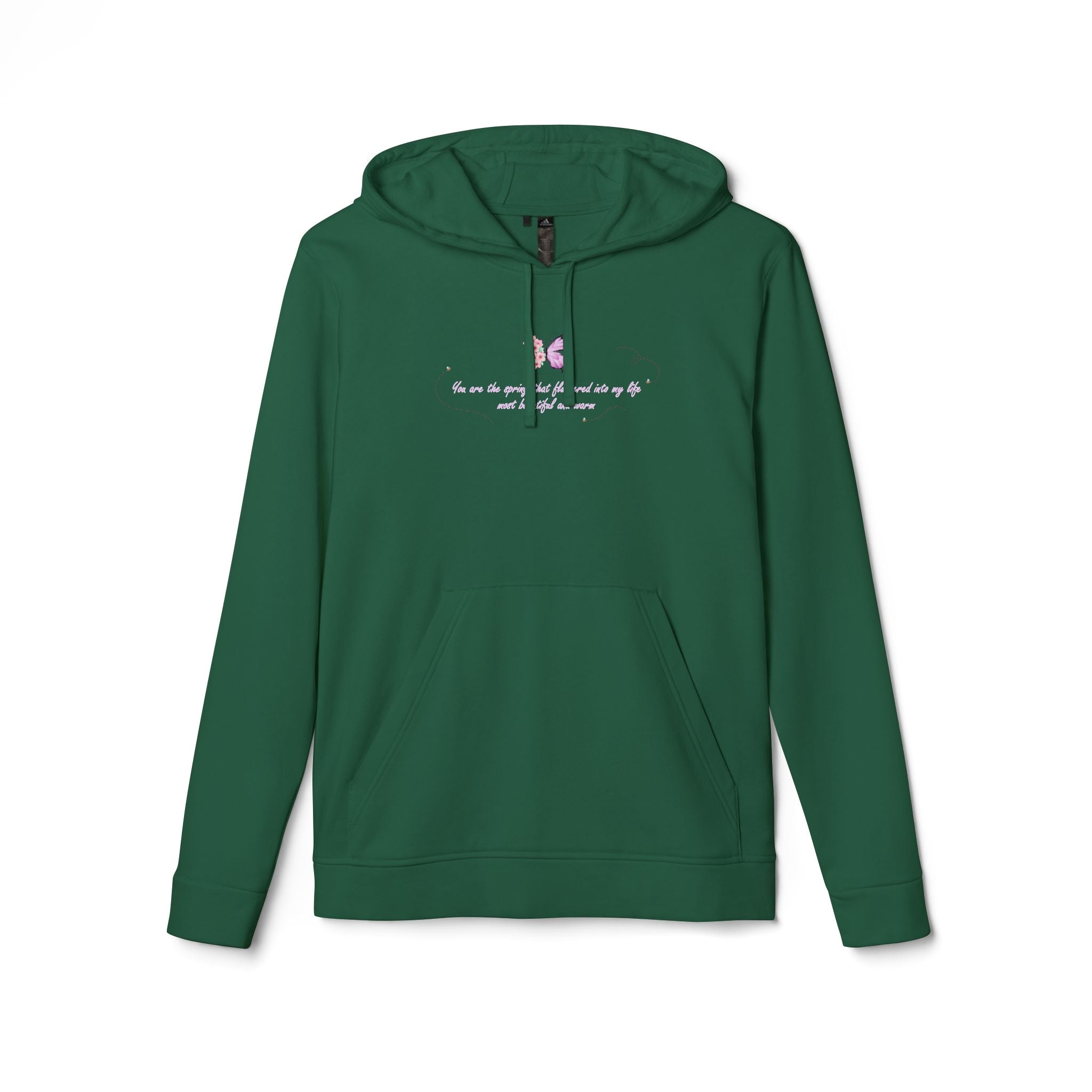 Unisex White Floral Butterfly Spring Quote BCI Cotton Adidas Hoodie