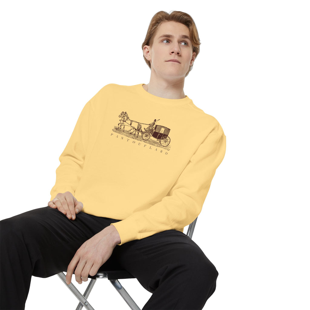 Unisex White Pantouflard Carriage Cotton Blend Sweatshirt