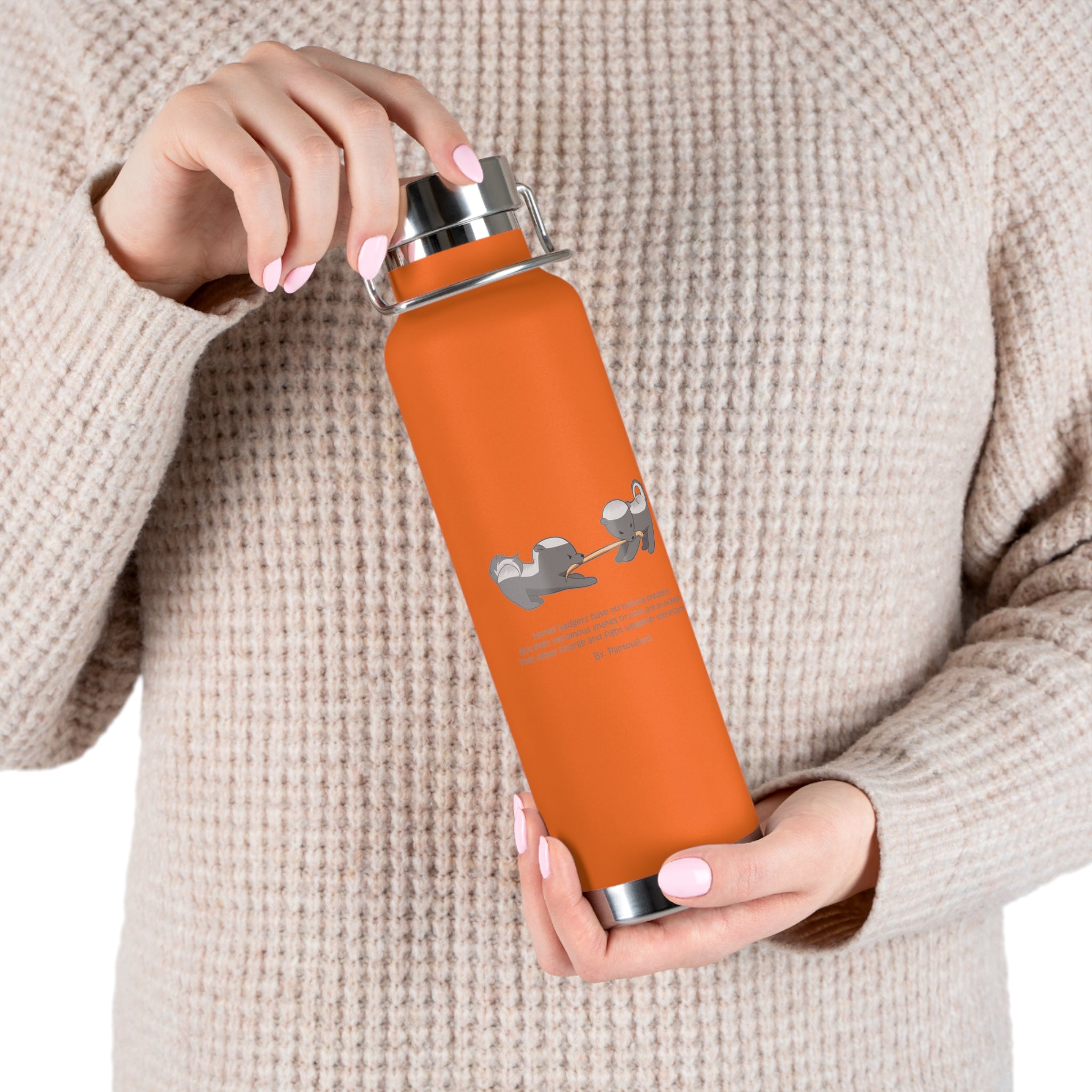 Black Fierce Honey Badgers Quote 22oz Copper Vacuum Insulated Bottle