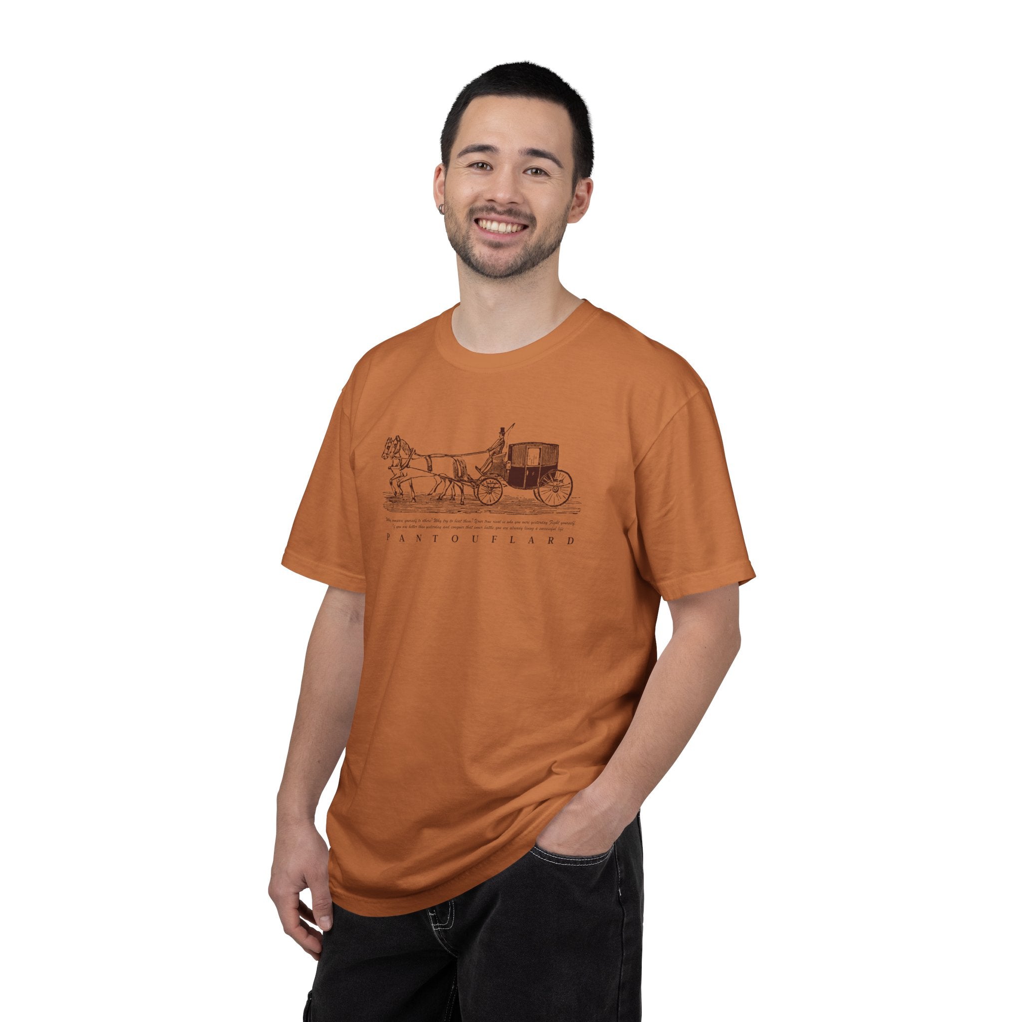 Unisex Burnt Orange Vintage Horse Carriage 100% Cotton T-shirt