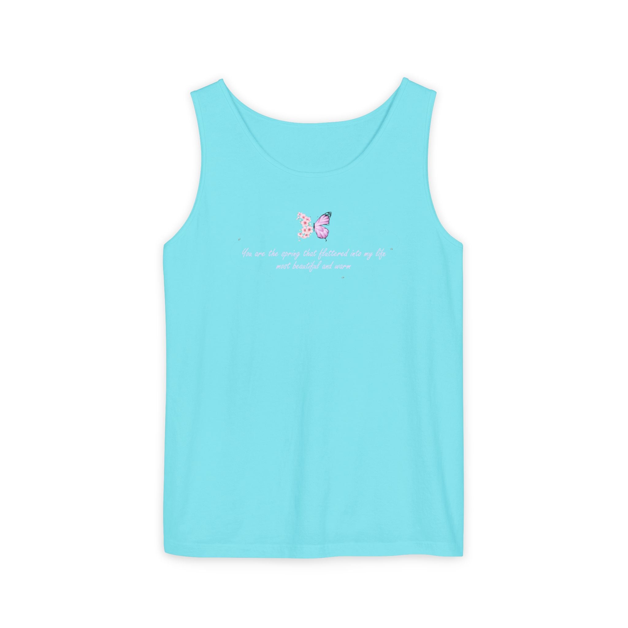 Unisex Navy Blue Floral Butterfly Spring Quote 100% Cotton Tank Top