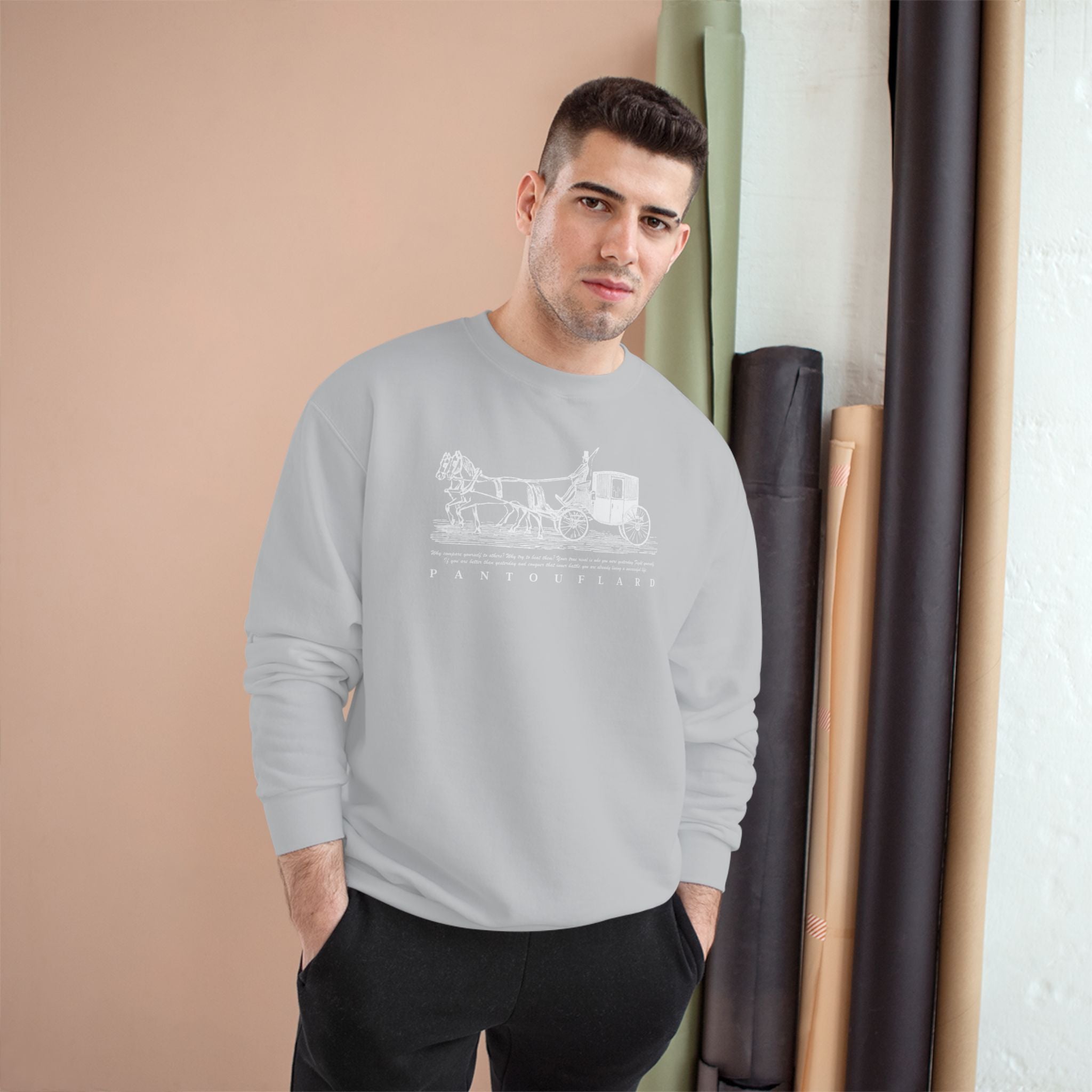 Old Money Equestrian Champion Crewneck - Royal White Carriage (Authentic Varsity Streetwear)