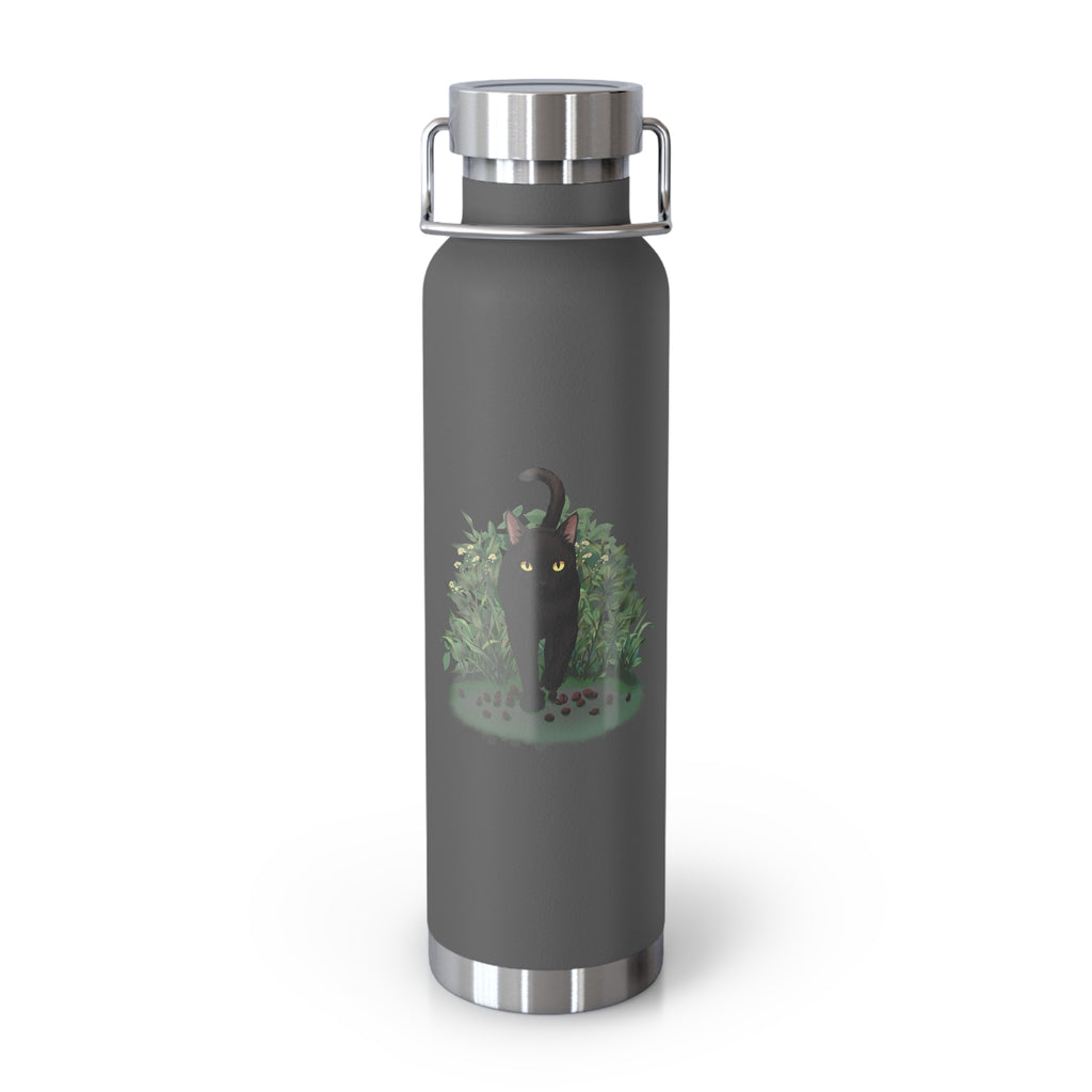Black Mysterious Black Cat in Bushes 22oz Copper Vacuum Insulated Bottle