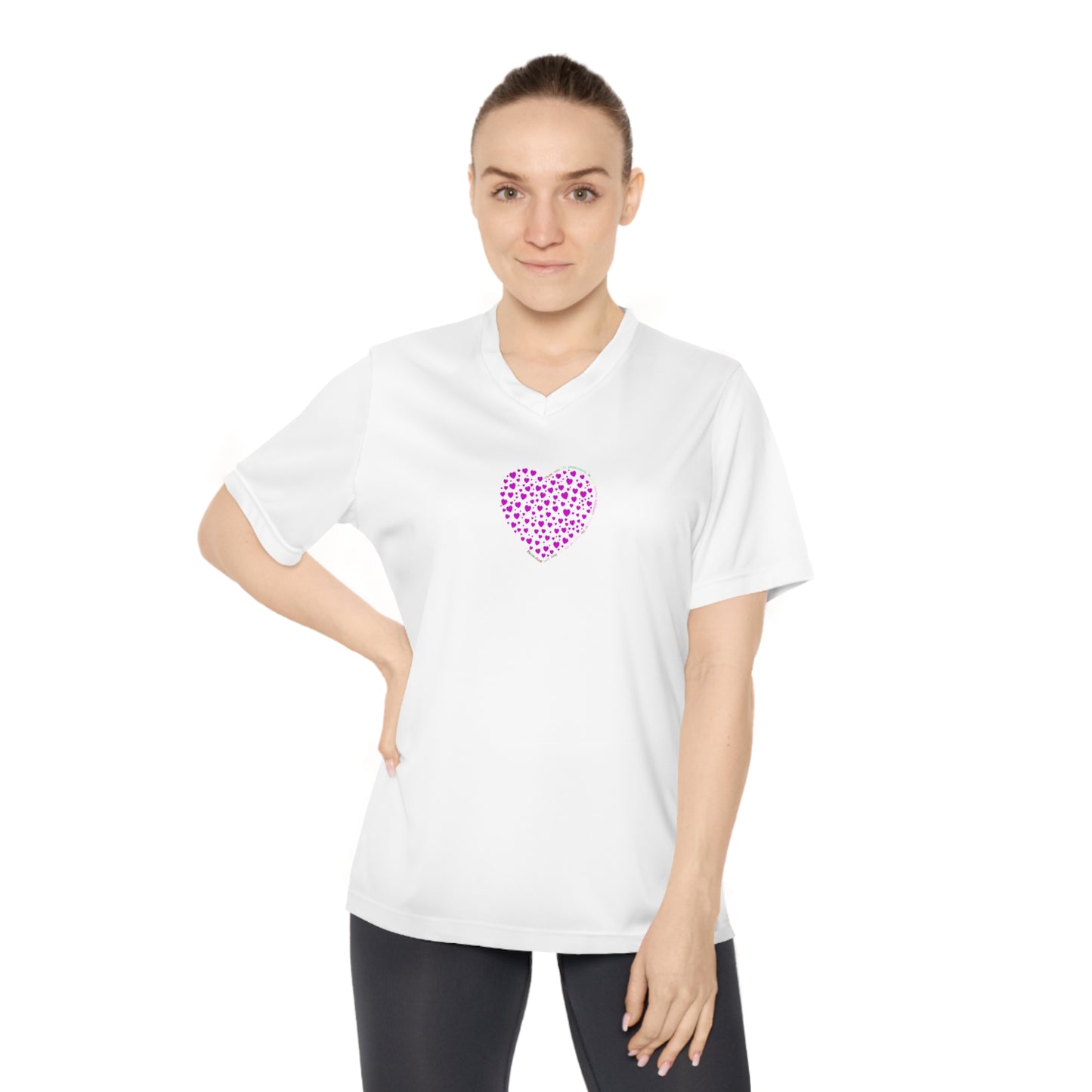 V-Neck T-Shirt (Powder Pink Heart)