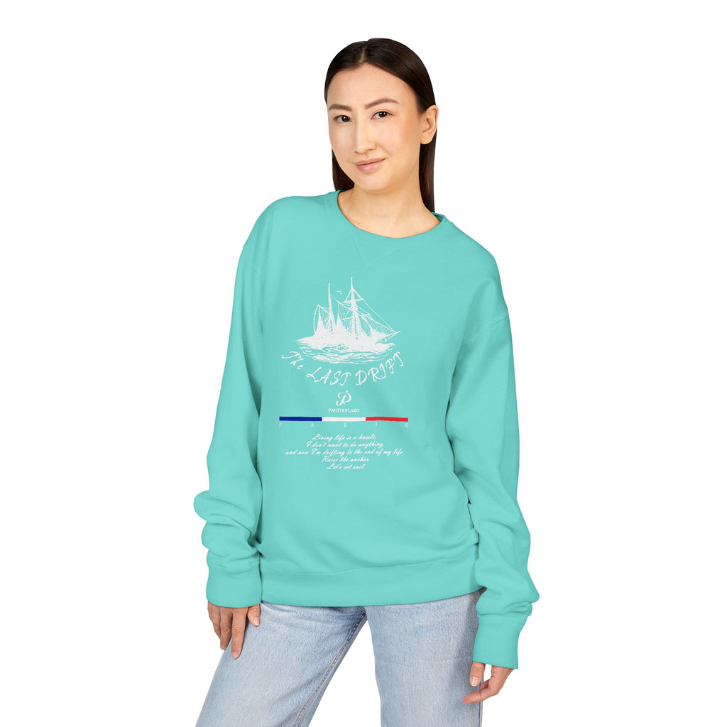 Old Money Nautical Heritage Crewneck - The Last Drift II (Paris Aesthetic Garment-Dyed Sweatshirt)