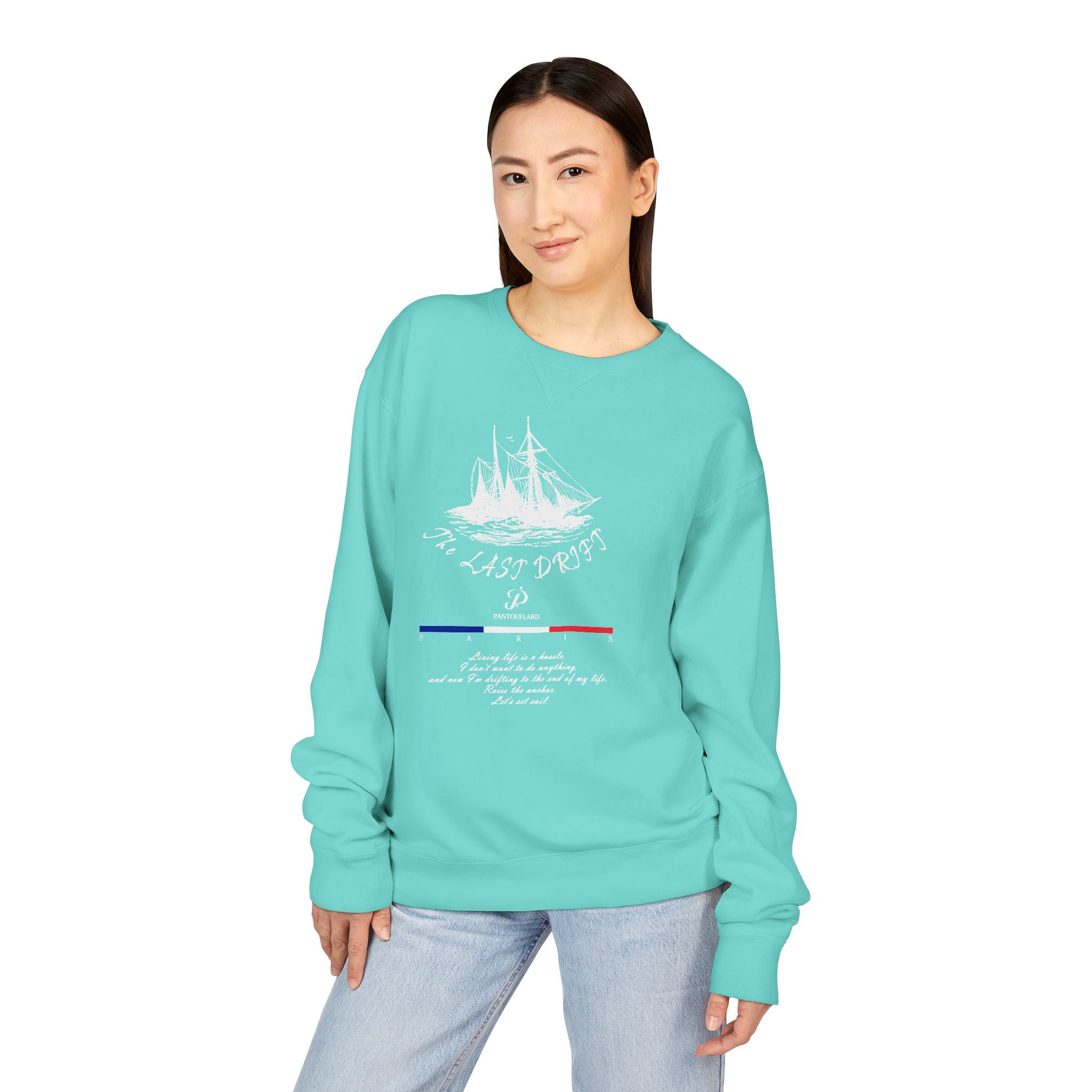 Old Money Nautical Heritage Crewneck - The Last Drift II (Paris Aesthetic Garment-Dyed Sweatshirt)