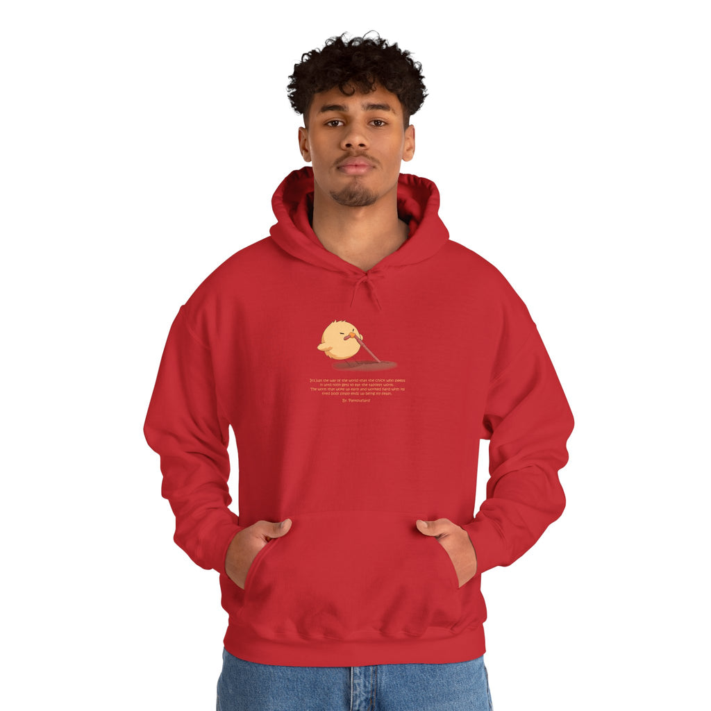 Kitsch Kawaii Chick & Worm Graphic Hoodie - The Quiet Victory (Aesthetic Streetwear Fleece)