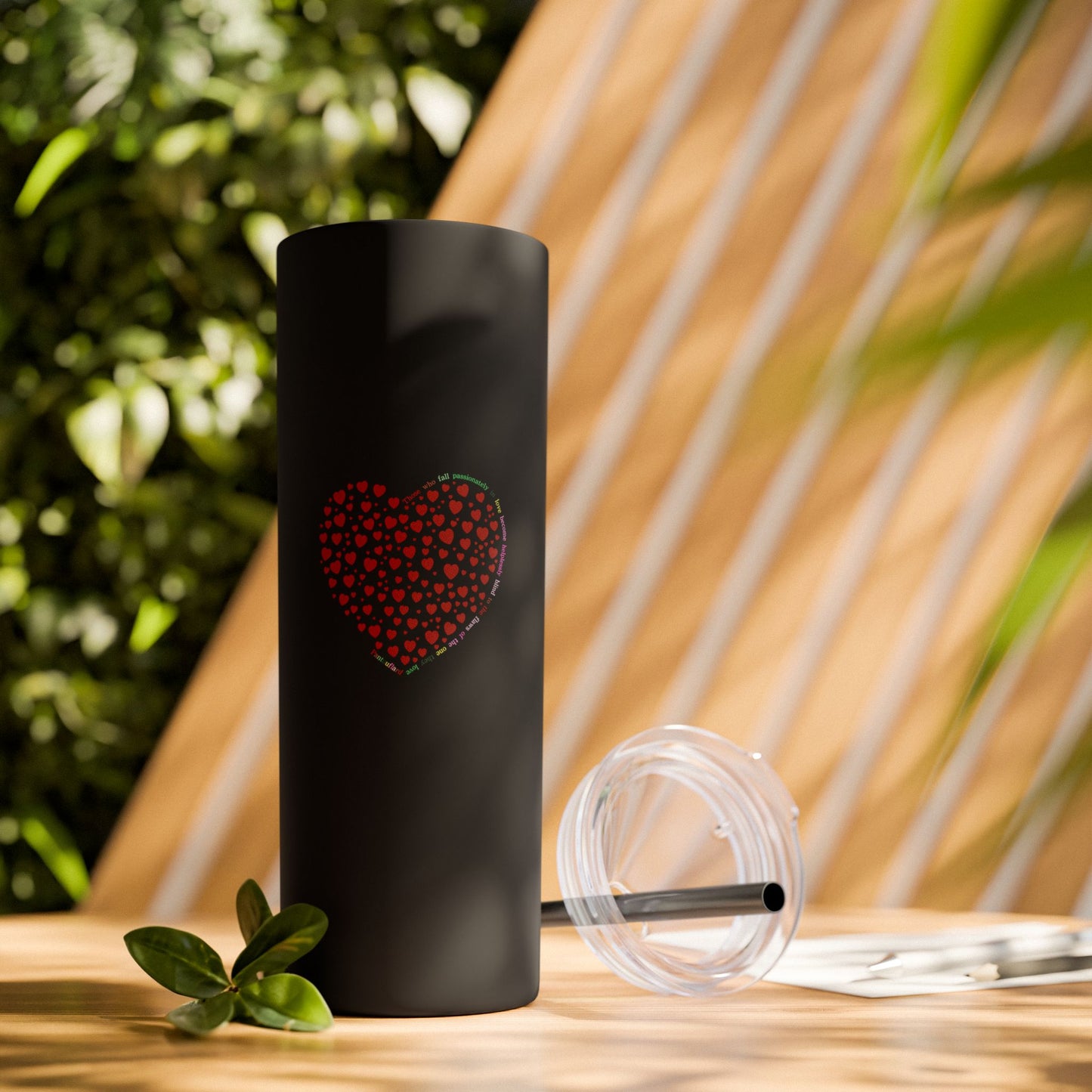 Red Heart Dot Skinny Tumbler | 20oz Reusable Travel Mug, Eco-Friendly Drinkware