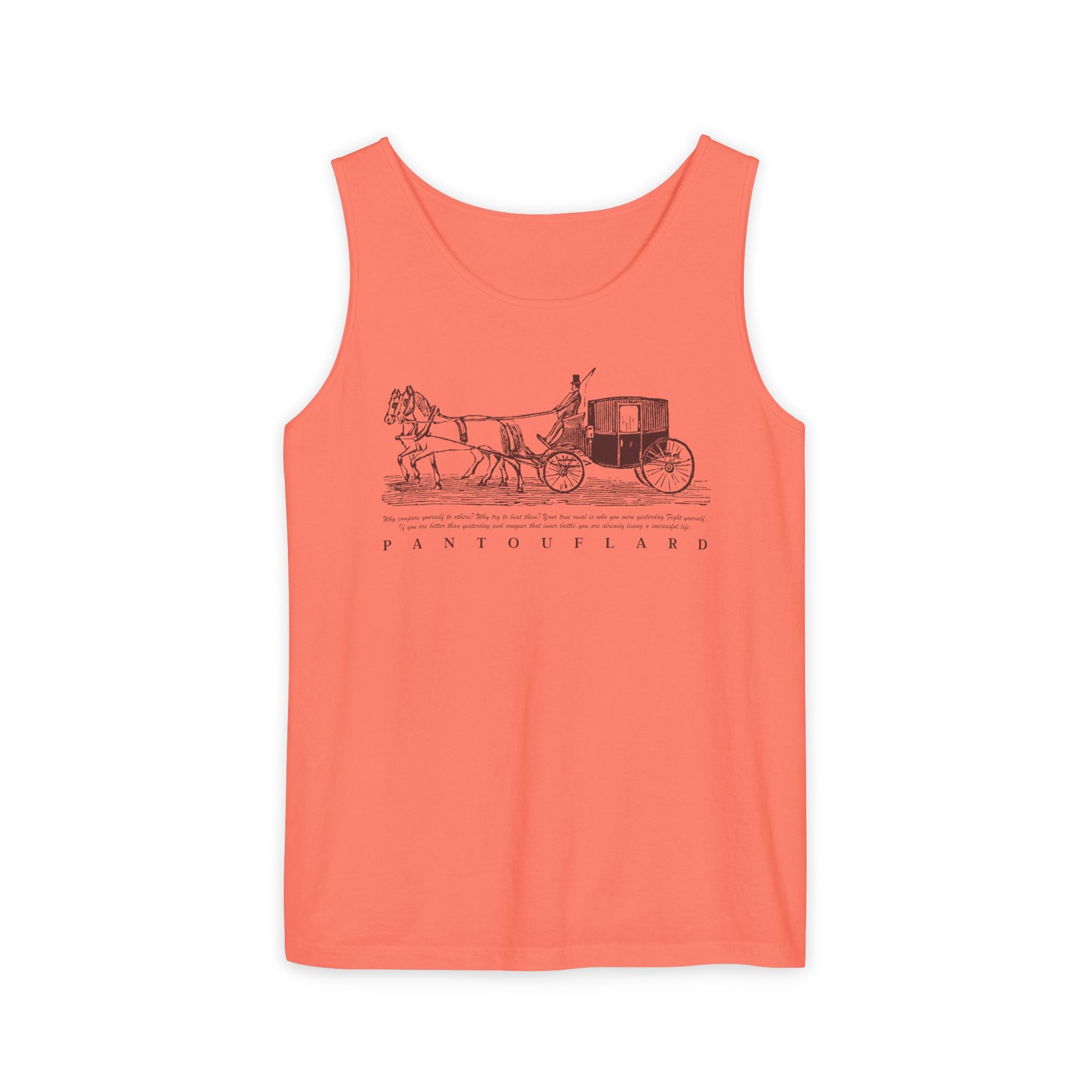 Unisex Brick Red Pantouflard Carriage Cotton Garment-Dyed Tank Top