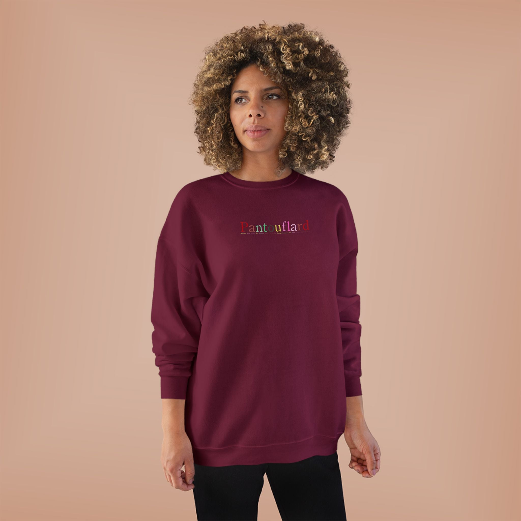Sustainable Pantouflard Logo Crewneck - Hanes EcoSmart Fleece Sweatshirt (Essential Streetwear)