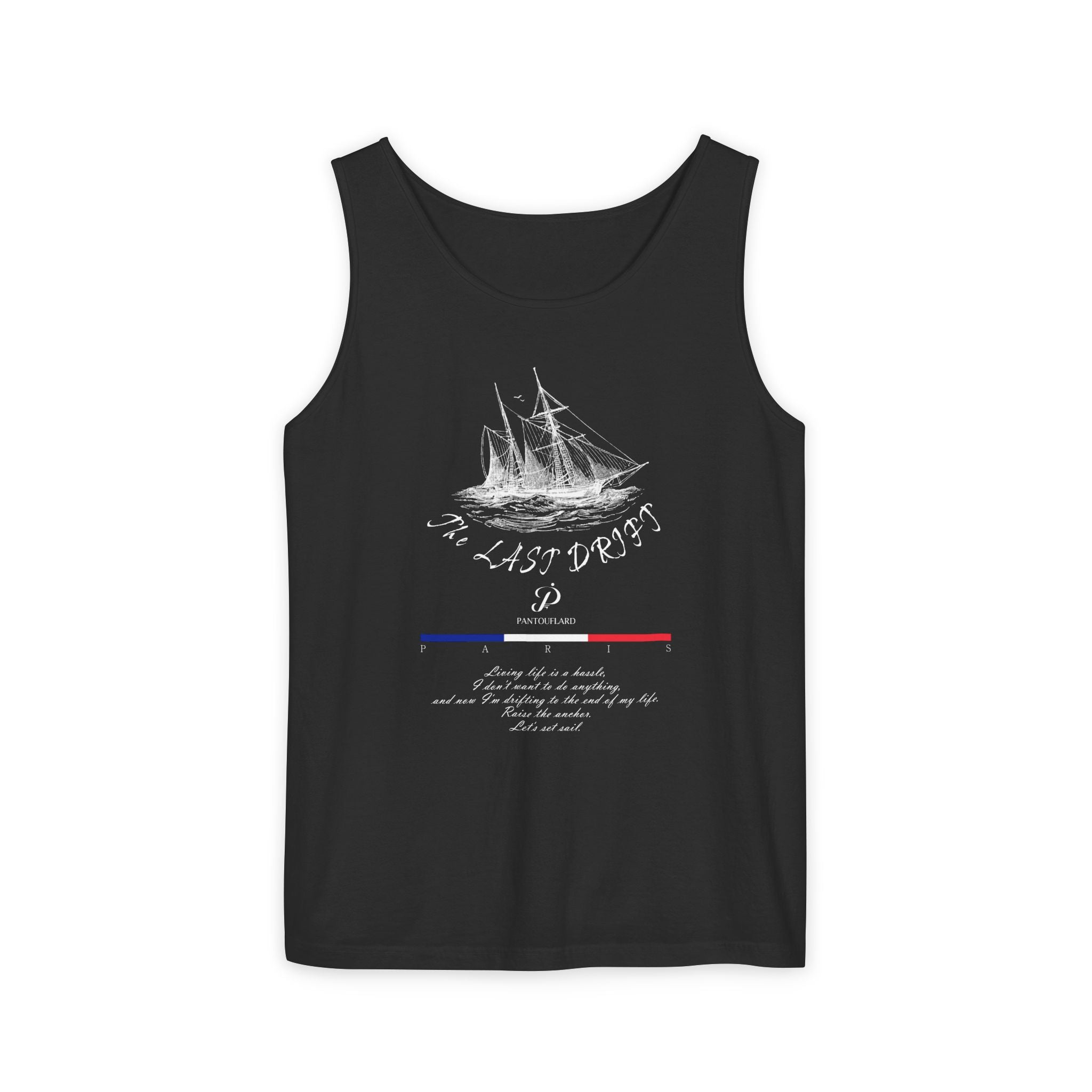 Unisex Black Last Drift Cotton Garment-Dyed Tank Top
