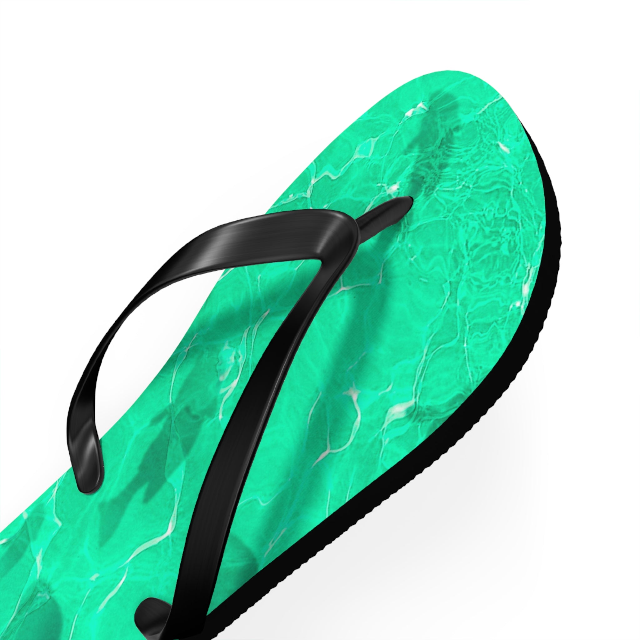 Unisex Vibrant Turquoise Green Sunlit Water Surface Fish Silhouette EVA Polyester Flip Flops