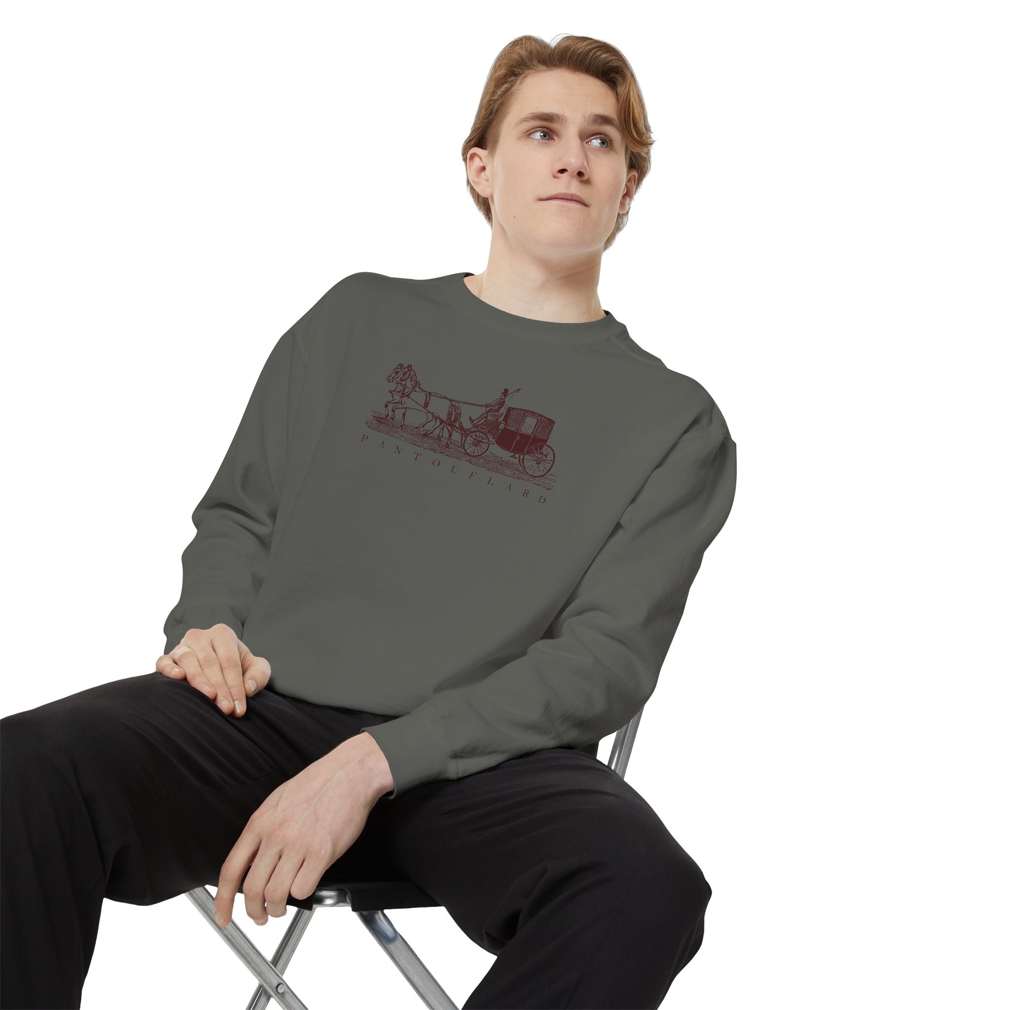 Unisex White Pantouflard Carriage Cotton Blend Sweatshirt