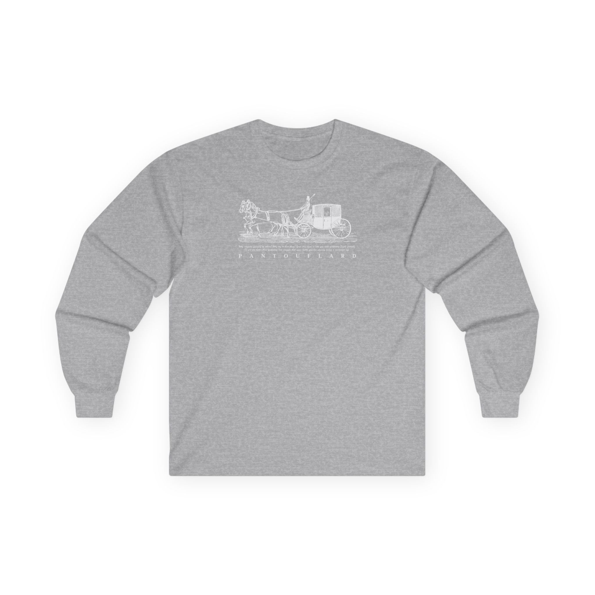 Unisex Black Pantouflard Carriage Cotton Long Sleeve Tee