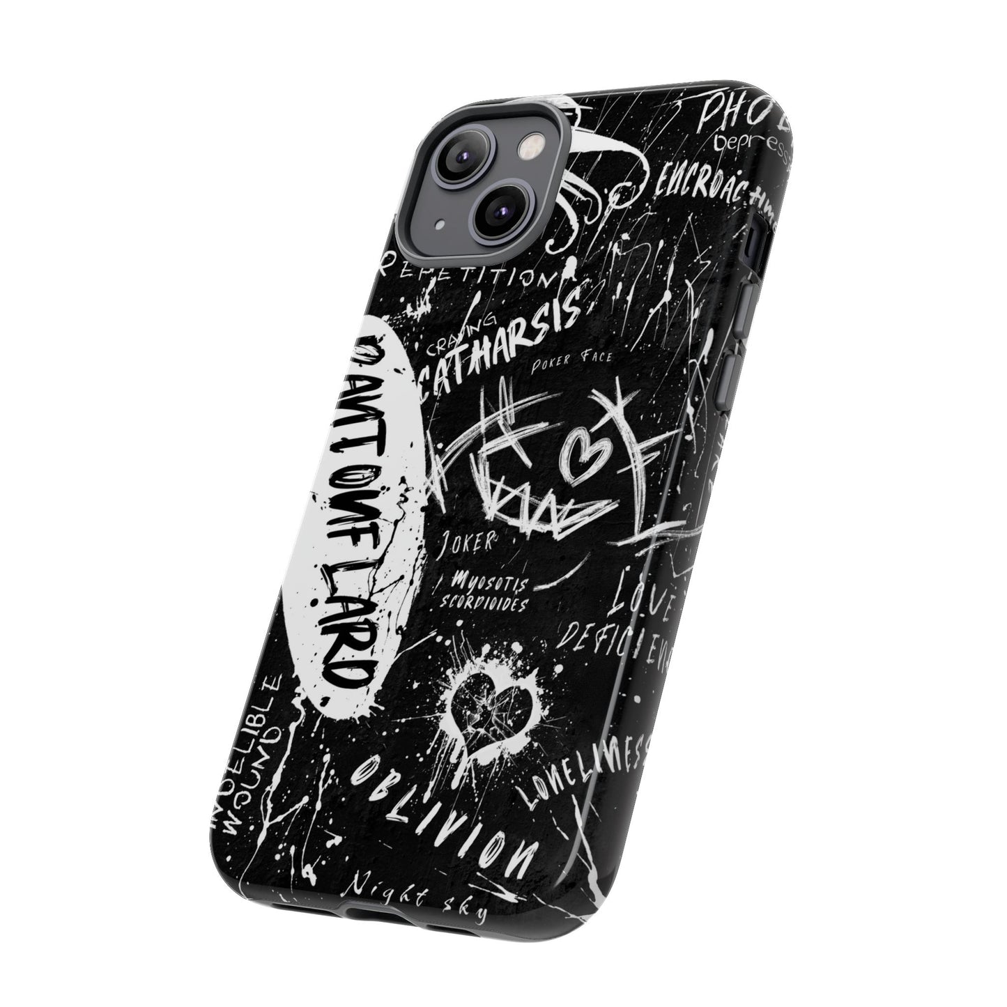 Fundas resistentes: funda atrevida para iPhone, Galaxy, Google Pixel, diseño de grafiti negro, estética urbana, regalo para amantes del arte, accesorios de teléfono modernos, estilo callejero