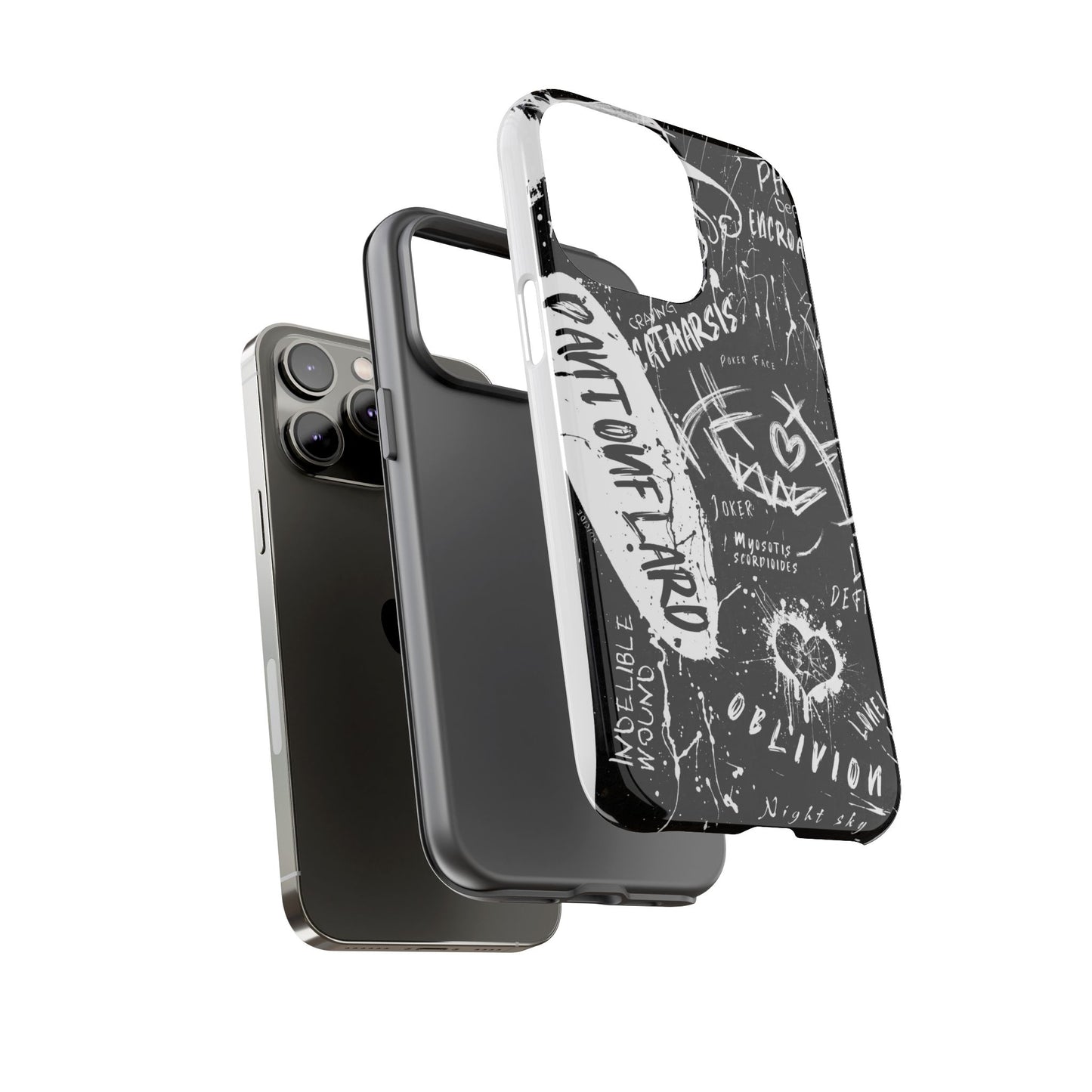 Fundas resistentes: funda atrevida para iPhone, Galaxy, Google Pixel, diseño de grafiti negro, estética urbana, regalo para amantes del arte, accesorios de teléfono modernos, estilo callejero