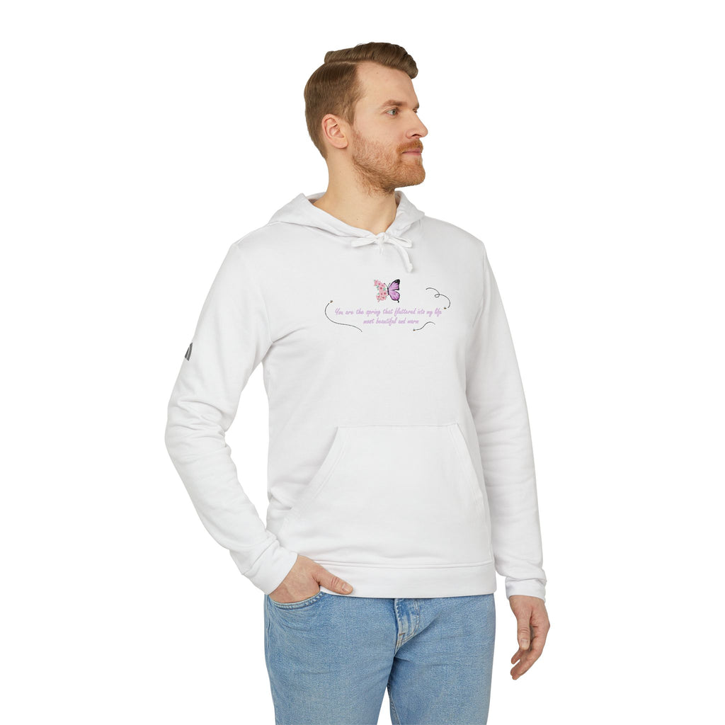 Unisex White Floral Butterfly Spring Quote BCI Cotton Adidas Hoodie