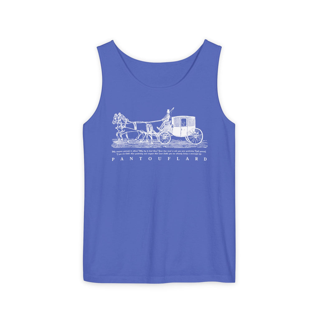 Unisex Black Pantouflard Carriage Cotton Garment-Dyed Tank Top