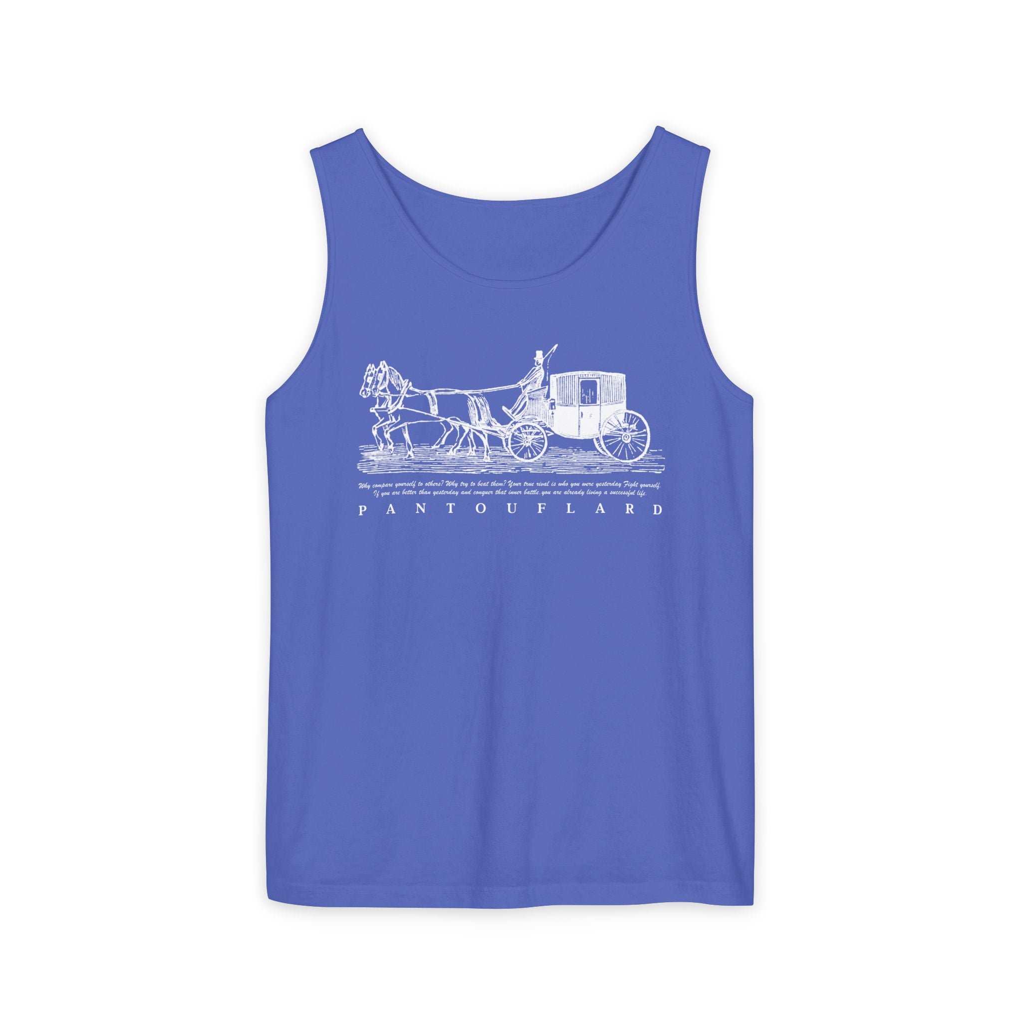 Unisex Black Pantouflard Carriage Cotton Garment-Dyed Tank Top