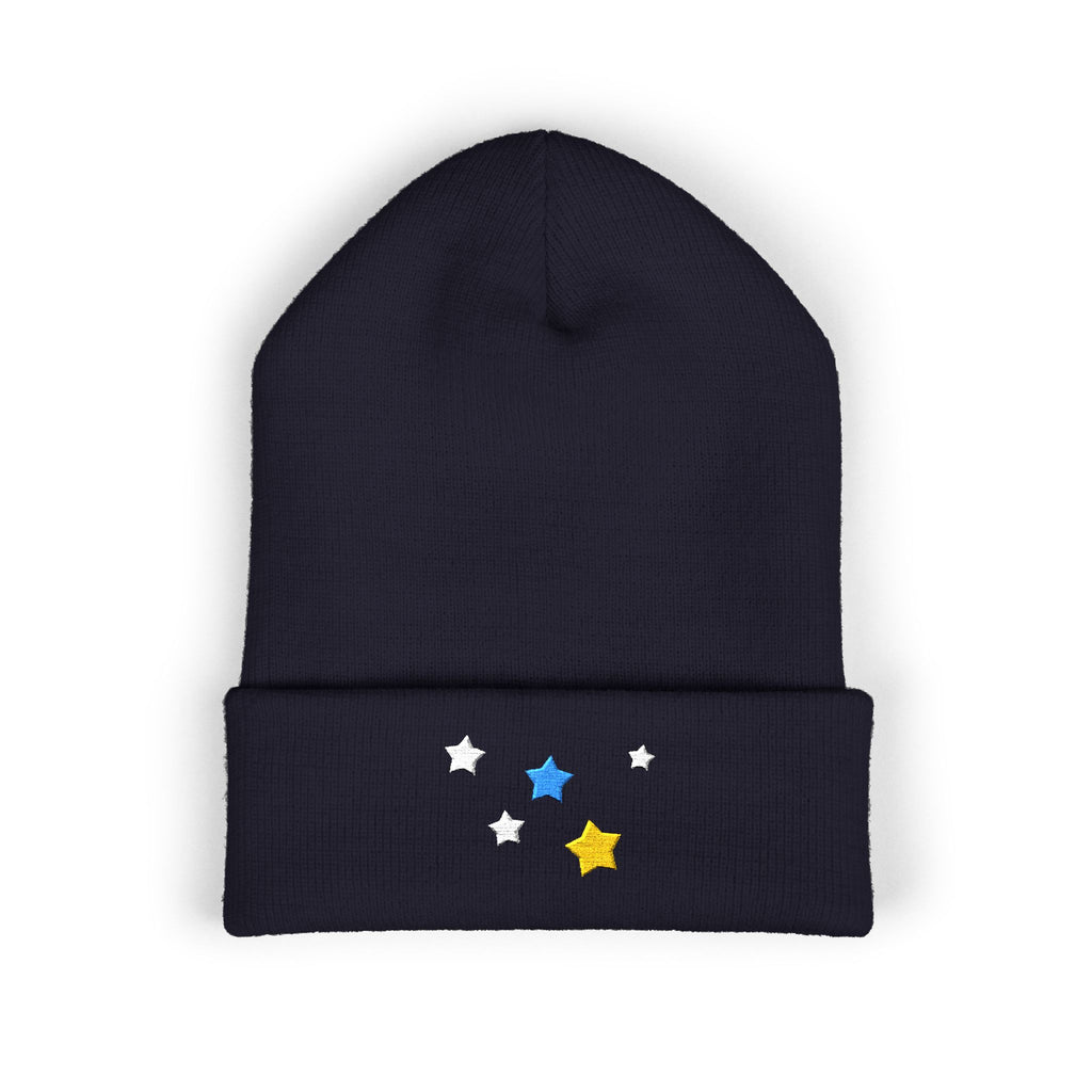 Unisex Cassiopeia Star Embroidered Acrylic Cuffed Beanie