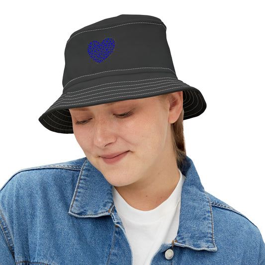 Blue Heart Design Bucket Hat