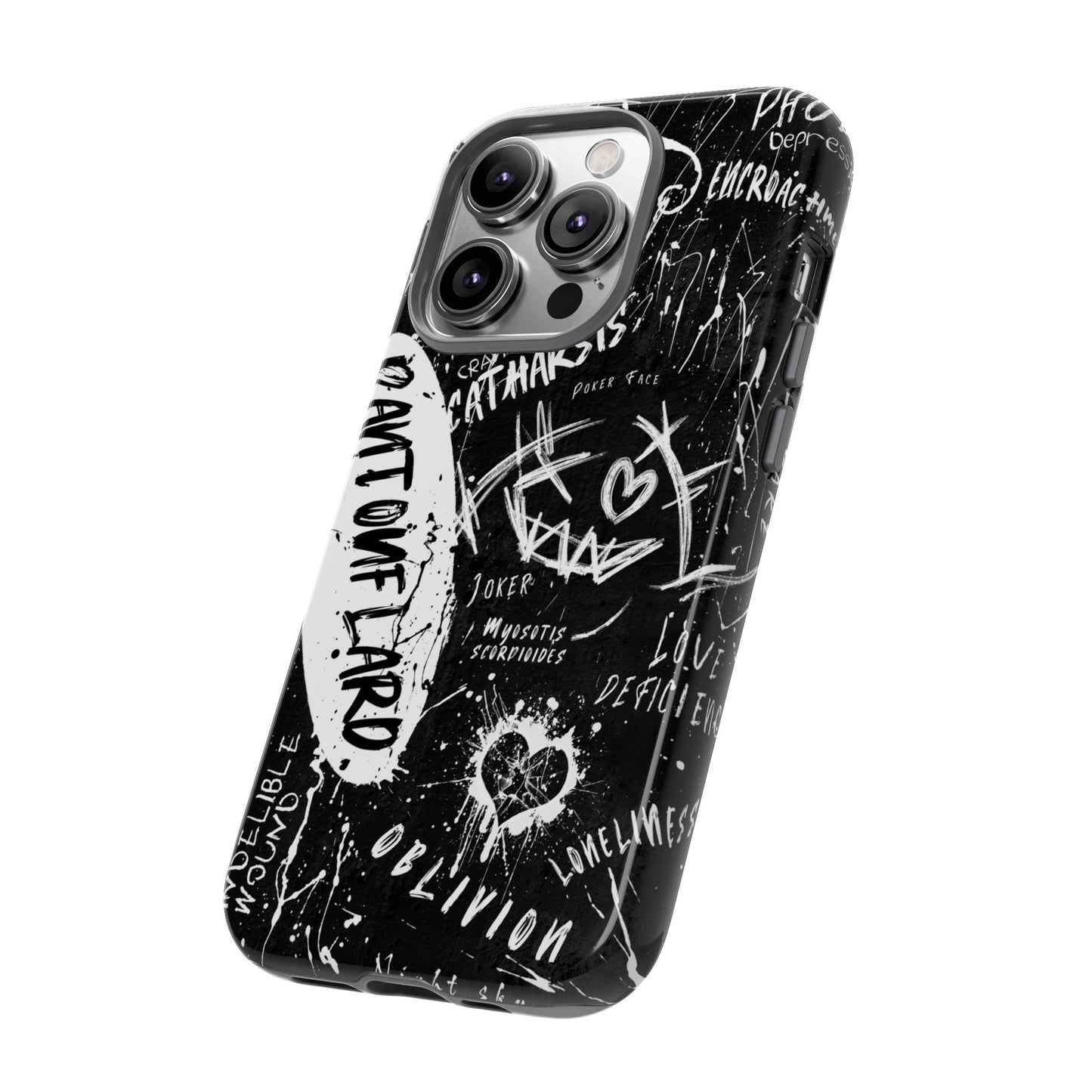 Fundas resistentes: funda atrevida para iPhone, Galaxy, Google Pixel, diseño de grafiti negro, estética urbana, regalo para amantes del arte, accesorios de teléfono modernos, estilo callejero
