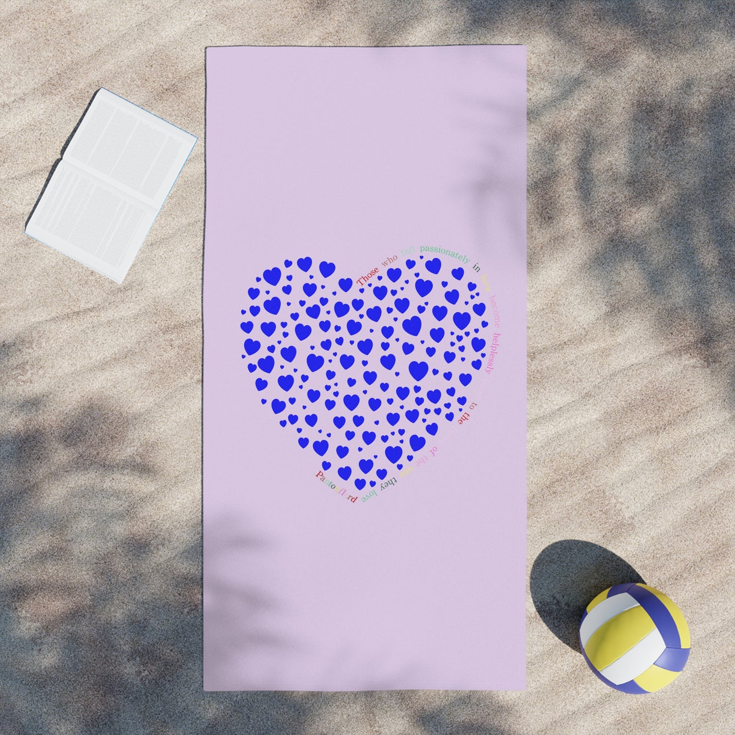 Beach Towels with Blue Heart Design , Cute Summer Accessories, Beach Day Essentials