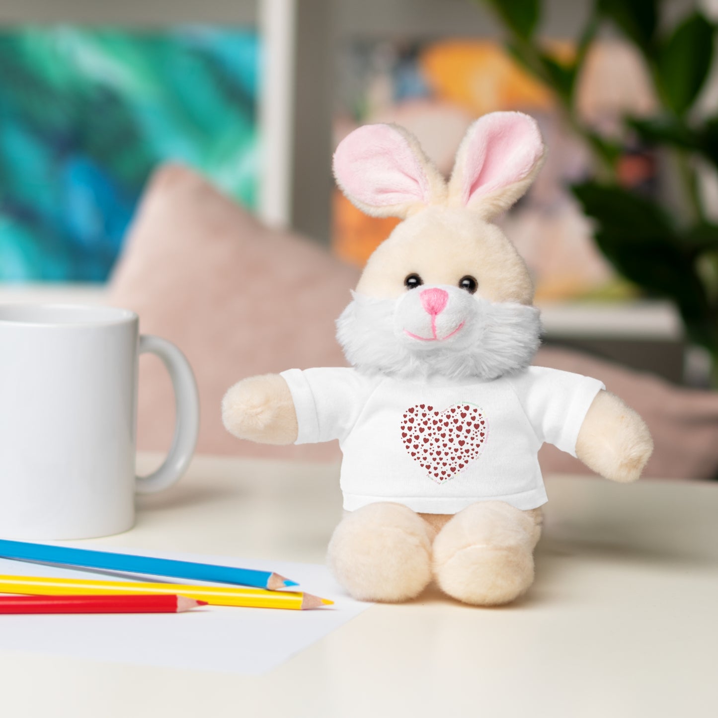 Personalized Stuffed Animal with Red Heart T-Shirt
