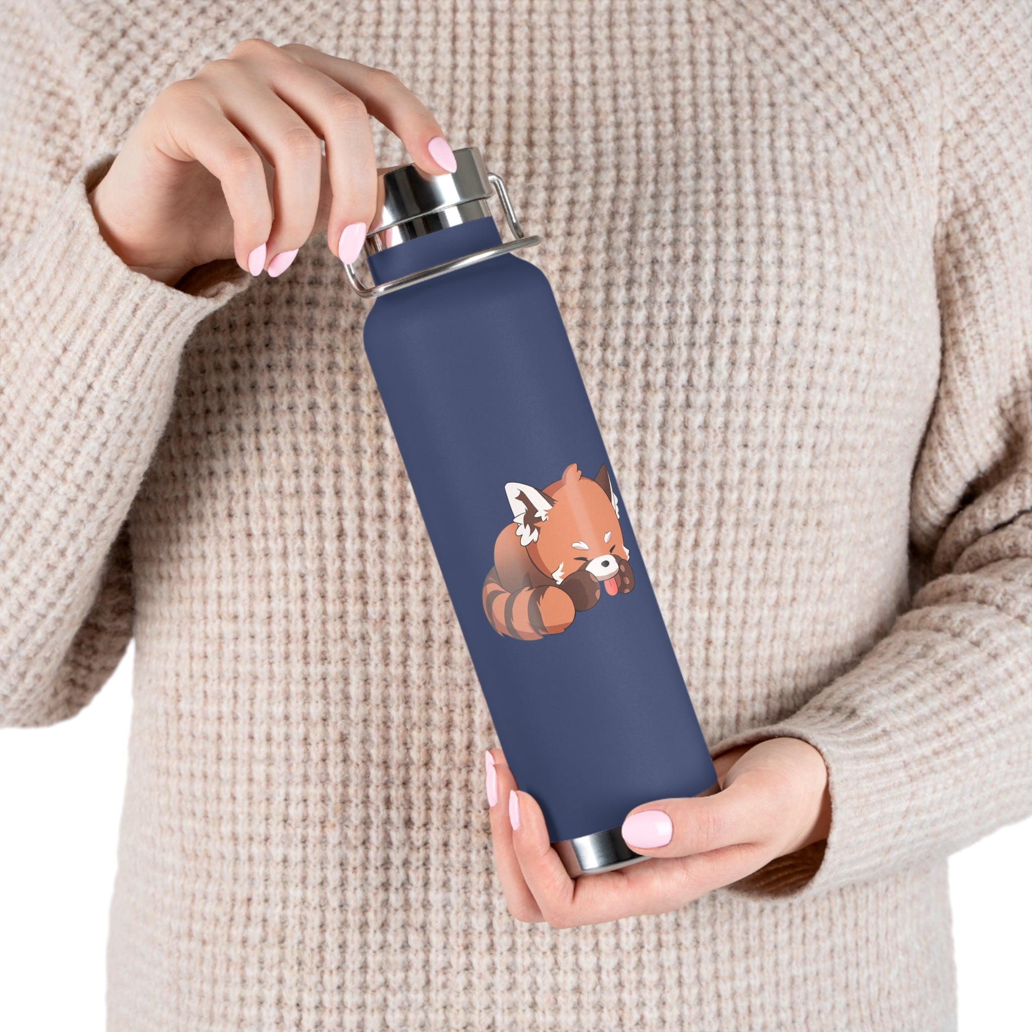 Orange Cute Sleeping Red Panda 22oz Copper Vacuum Insulated Bottle