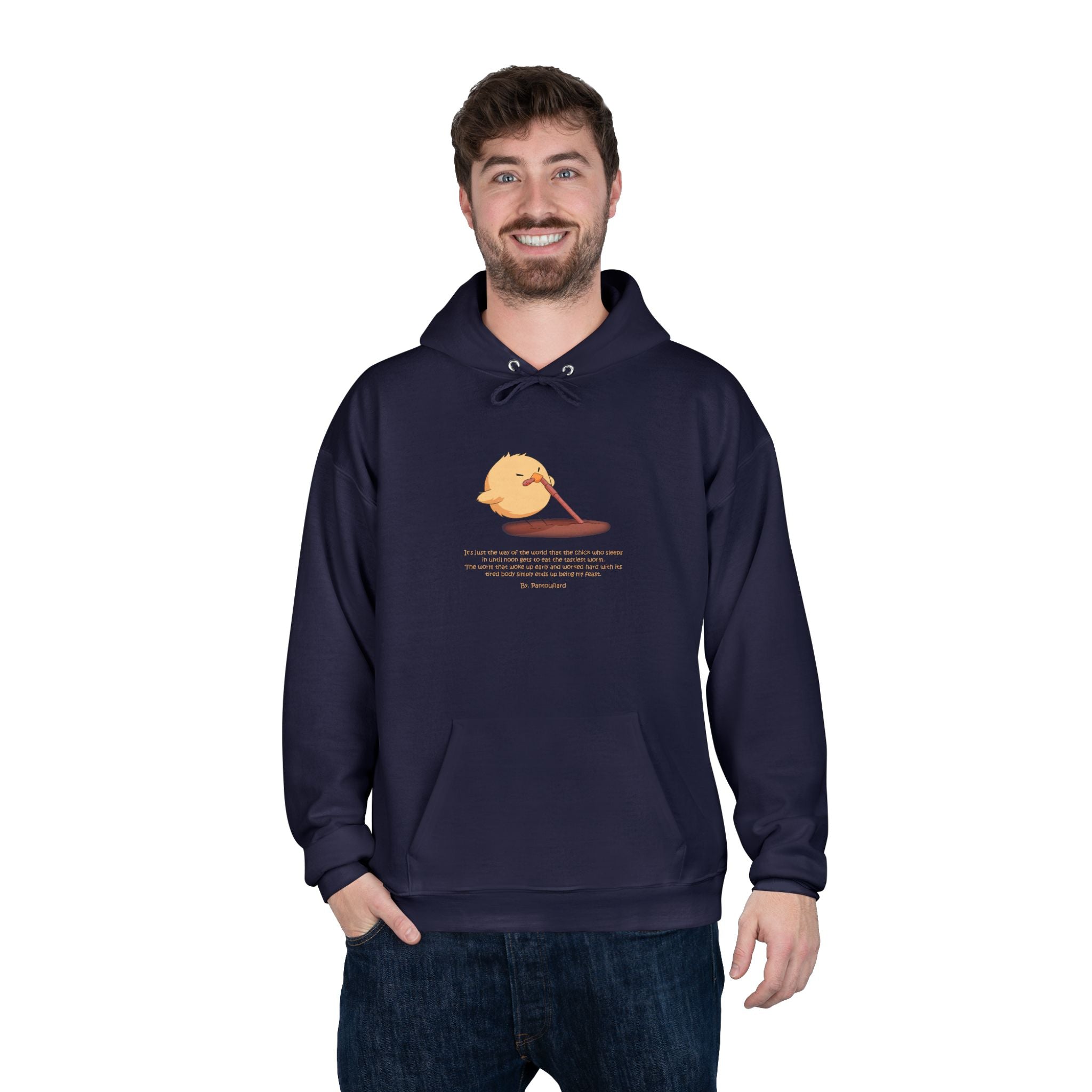 Unisex Light Blue Pantouflard Chick Cotton Blend Pullover Hoodie