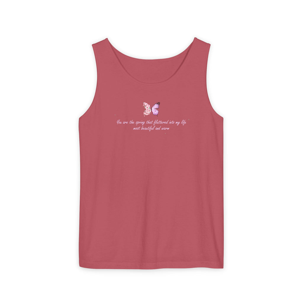 Unisex Navy Blue Floral Butterfly Spring Quote 100% Cotton Tank Top